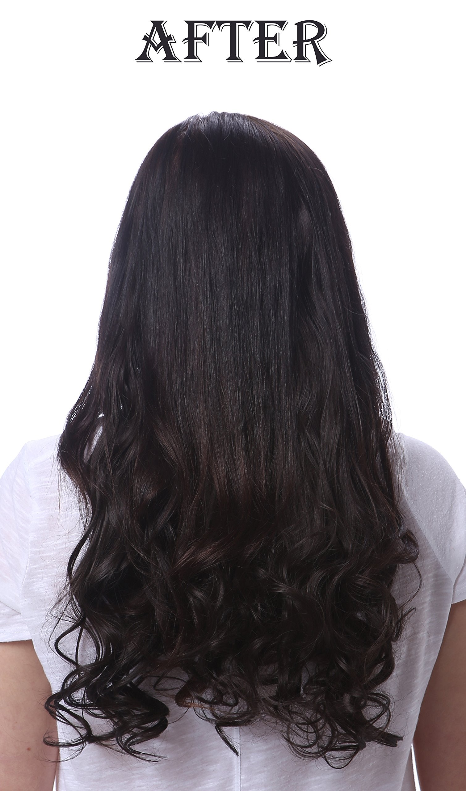 OneDor 20'' Curly Full Head Clip in on Synthetic Hair Extensions 7pcs 140g (1B-Off Black)