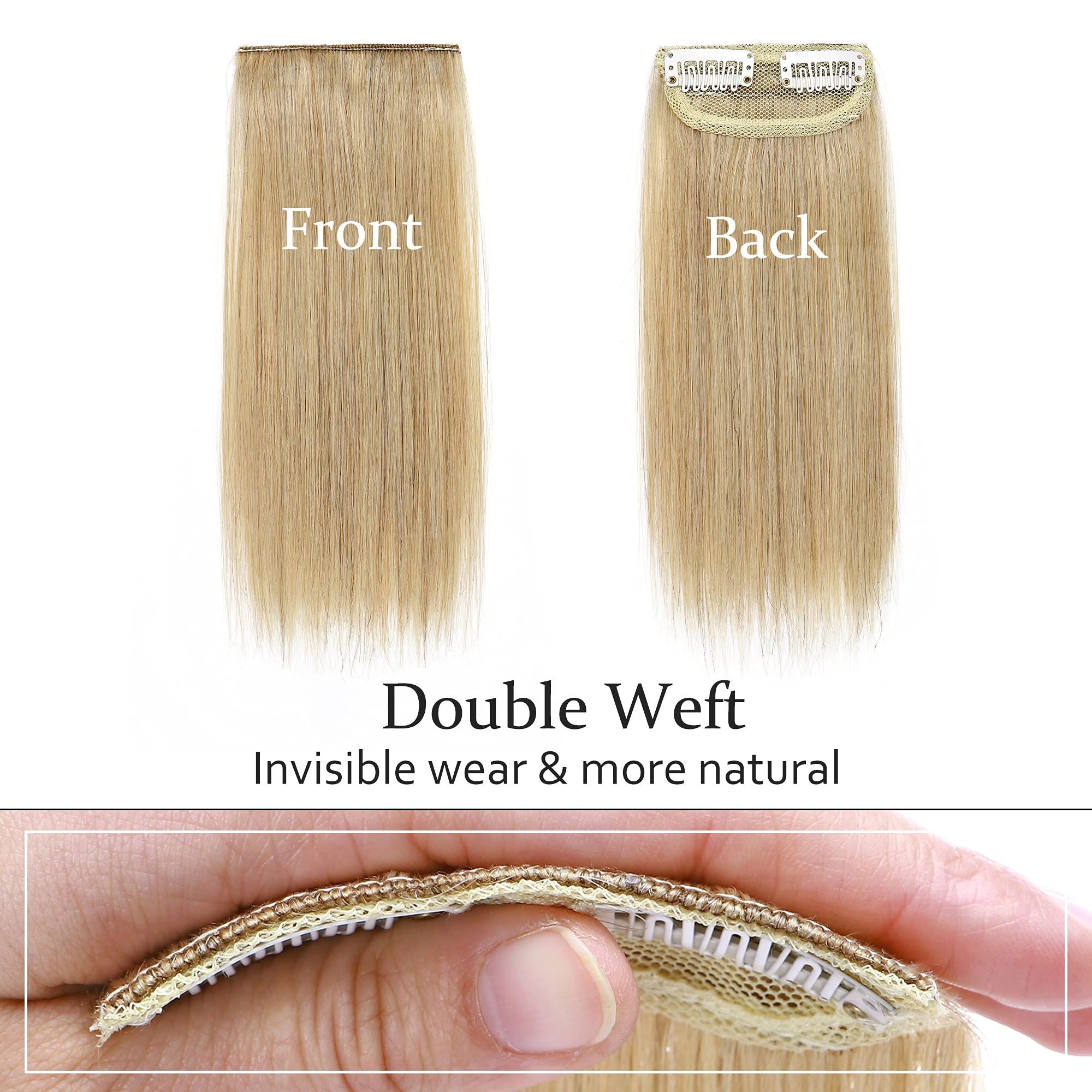 SEGO Clip in Hair Extensions Real Human Hair Short 10 Inch Hairpiece Human Hair Toppers for Women With Thinning Hair Adding Hair