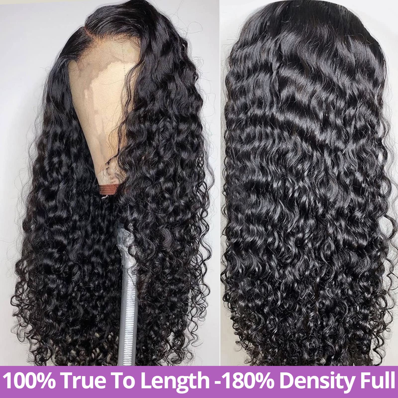 Aisi Deep Wave Lace Closure Wigs Human Hair 180% Density Wigs For Black Women 4X4 Transparent Lace Front Wigs Human Hair Glueles
