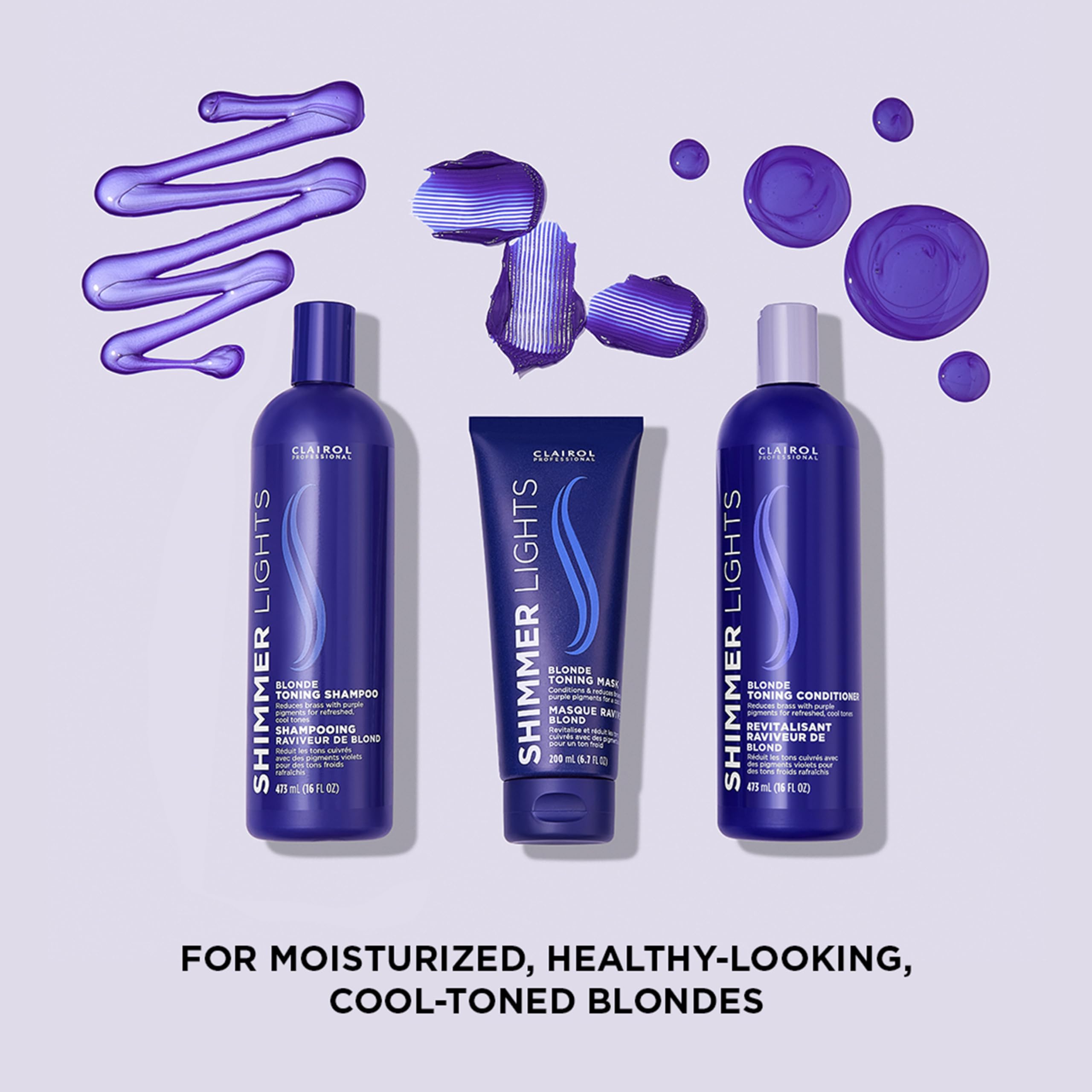 Clairol Professional Shimmer Lights Purple Conditioner, 31.5 Fl. Oz Neutralizes Brass & Yellow Tones For Blonde, Silver, Gray &