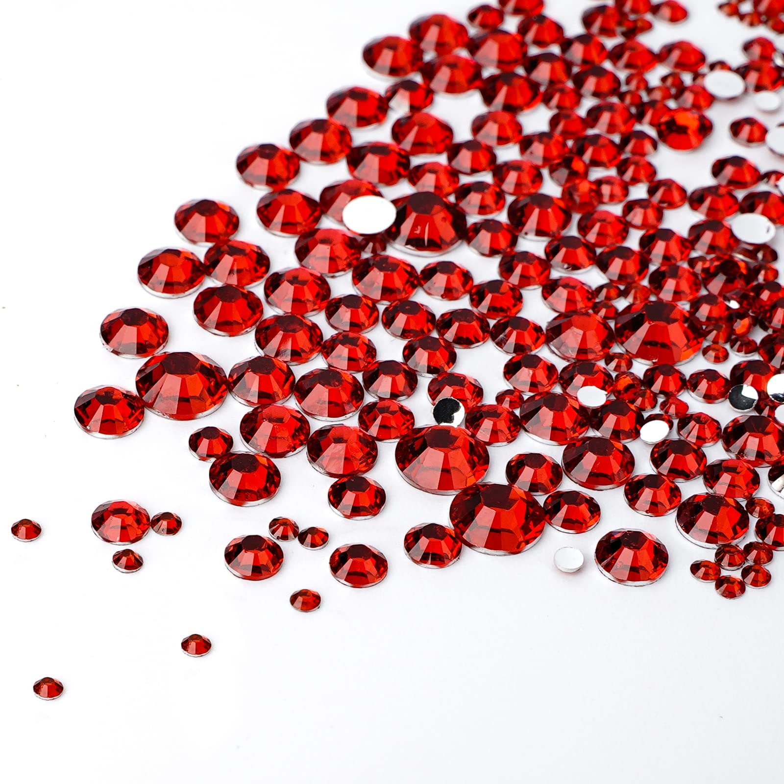 Canvalite 1500Pcs Red Rhinestones Flat Back Gems, Nail Rhinestones Nail Art Gems With Pick Up Tweezers And Rhinestone Picker Dot