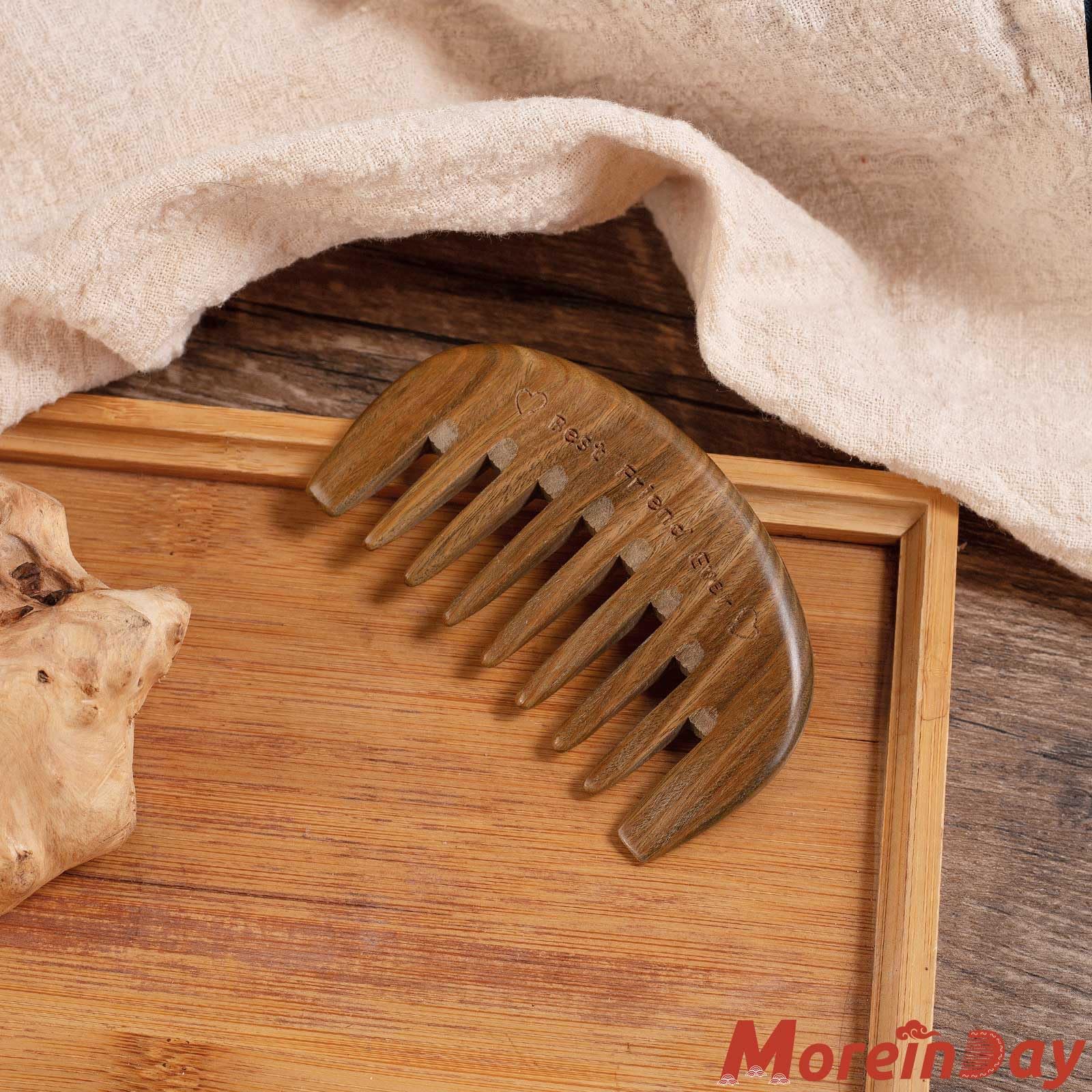 Moreinday Green Sandalwood Comb, Wide Tooth Comb For Women And Men, Detangling Comb, Hair Comb, Best Friend Ever Engraved, Porta