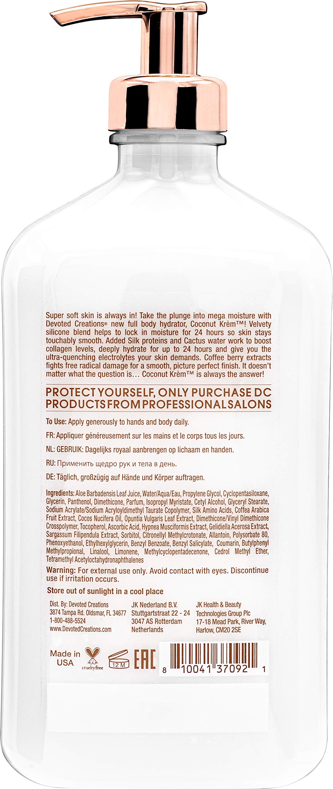 Devoted Creations Coconut Kr  M Moisturizer - Coconut Infused Silicone Moisturizer With Silk Proteins & Cactus Water For Ultra R