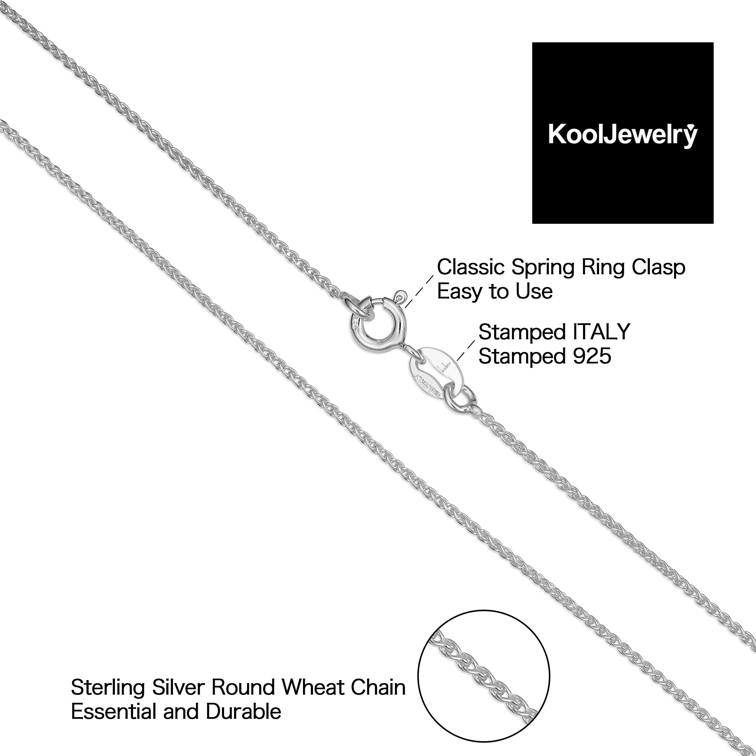 Kooljewelry Sterling Silver Round Wheat Chain Necklace (1.5 mm, 26 inch)