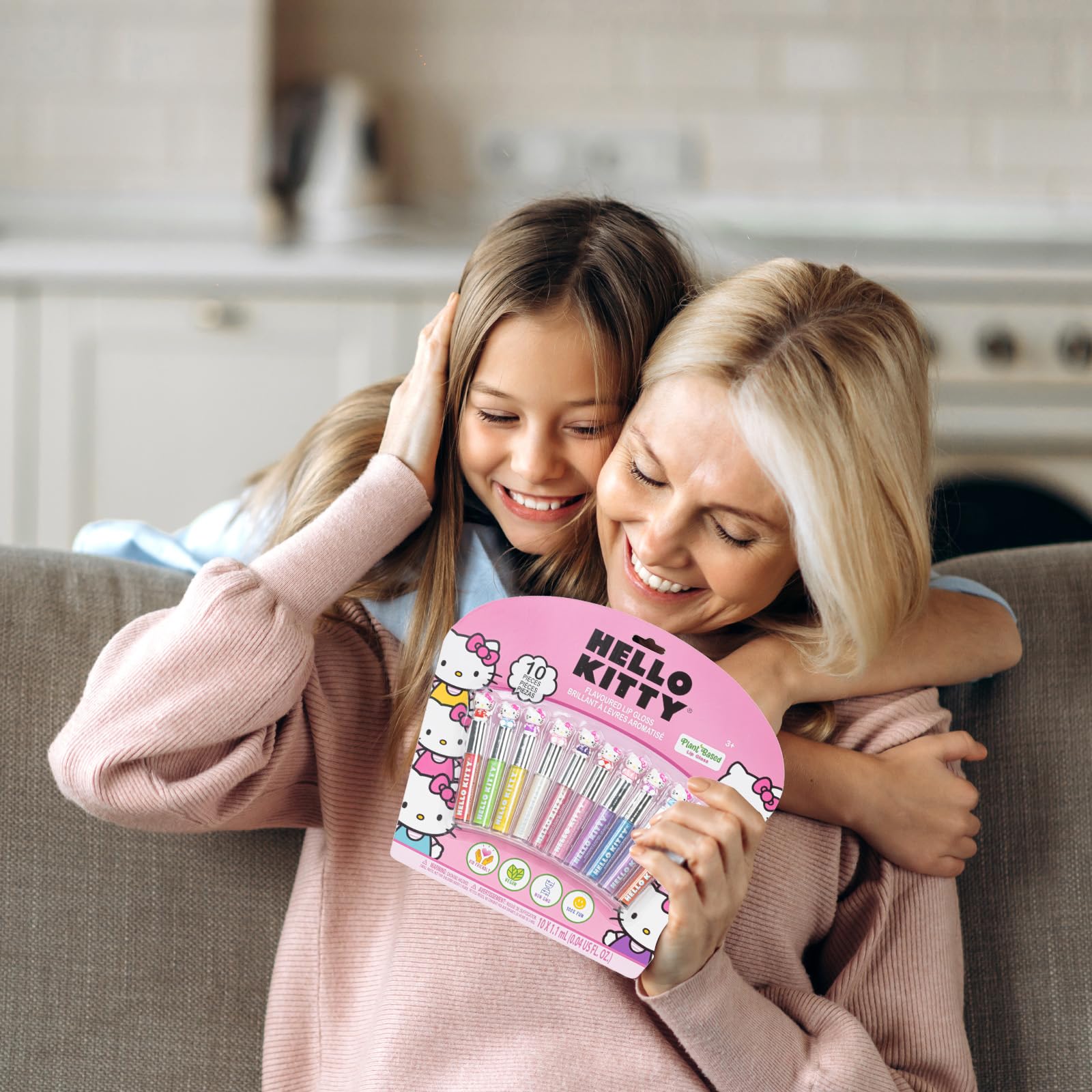 Hello Kitty 10 Piece Plant Based Lip Gloss, Girls Party Favors, First Makeup Set For Girl, Perfect For Parties, Sleepovers, And