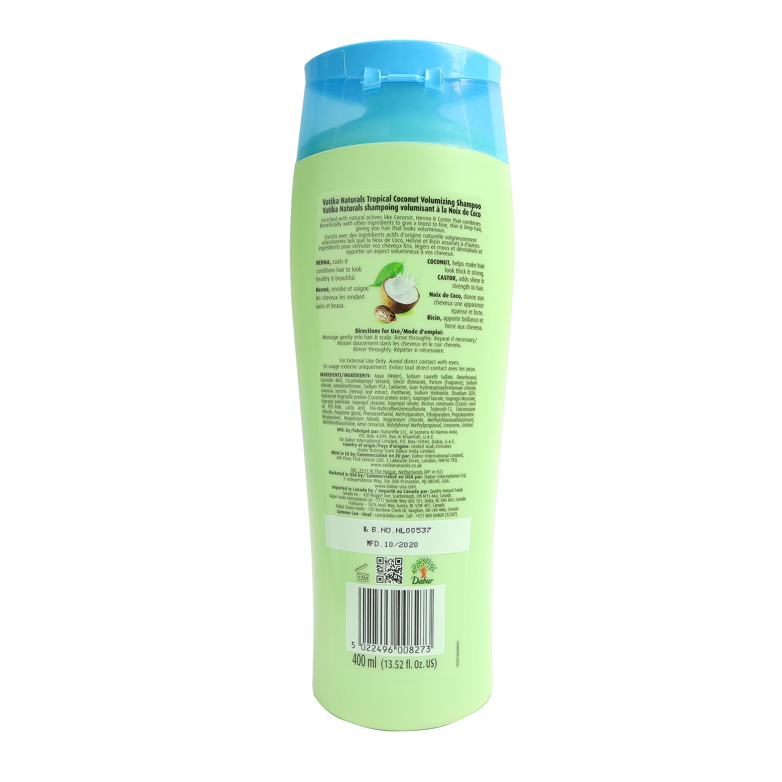 Dabur Vatika Naturals Tropical Coconut Volumizing Shampoo 400Ml