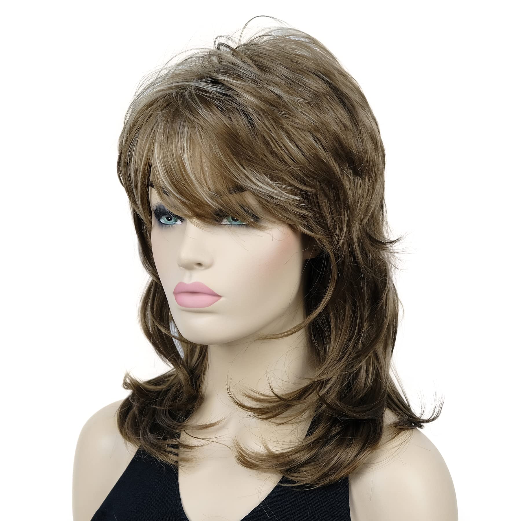 Lydell Long Soft Shaggy Layered Classic Cap Full Synthetic Wigs (12TT26 Brown Highlighted)