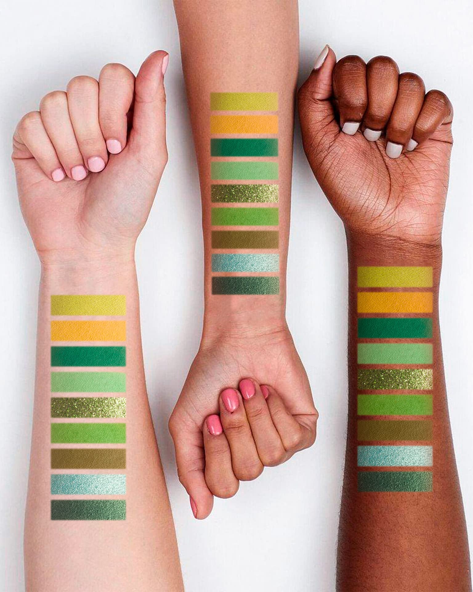 Maki Yika Green Eyeshadow Palette: Long Lasting, Rich Pigmented, Vegan Formula, 9 Shades