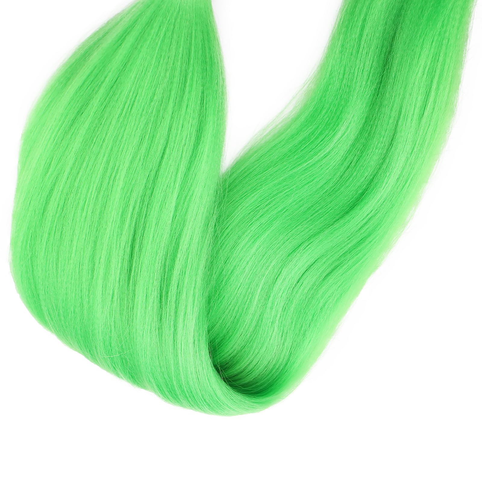 Green+Light Green Pre Stretched Braiding Hair 2 Packs Pre Feathered Braid Hair Extensions 30 Inches Kanekalon Hair Braids