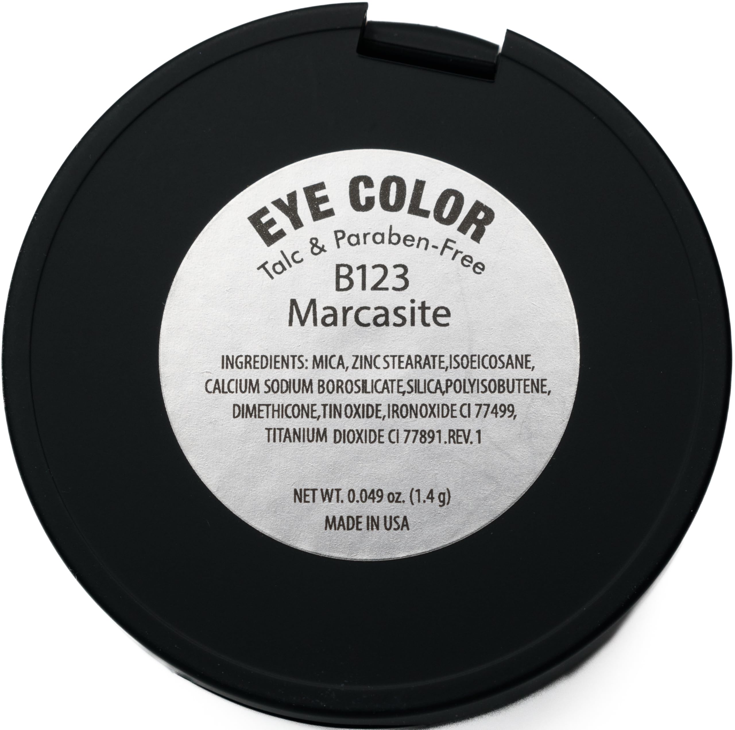 Pure Ziva Marcasite Shimmering Glitter Black Onyx Chrome Dark Grey Pressed Powder Single Vegan Eyeshadow; Talc, Paraben & Cruelt