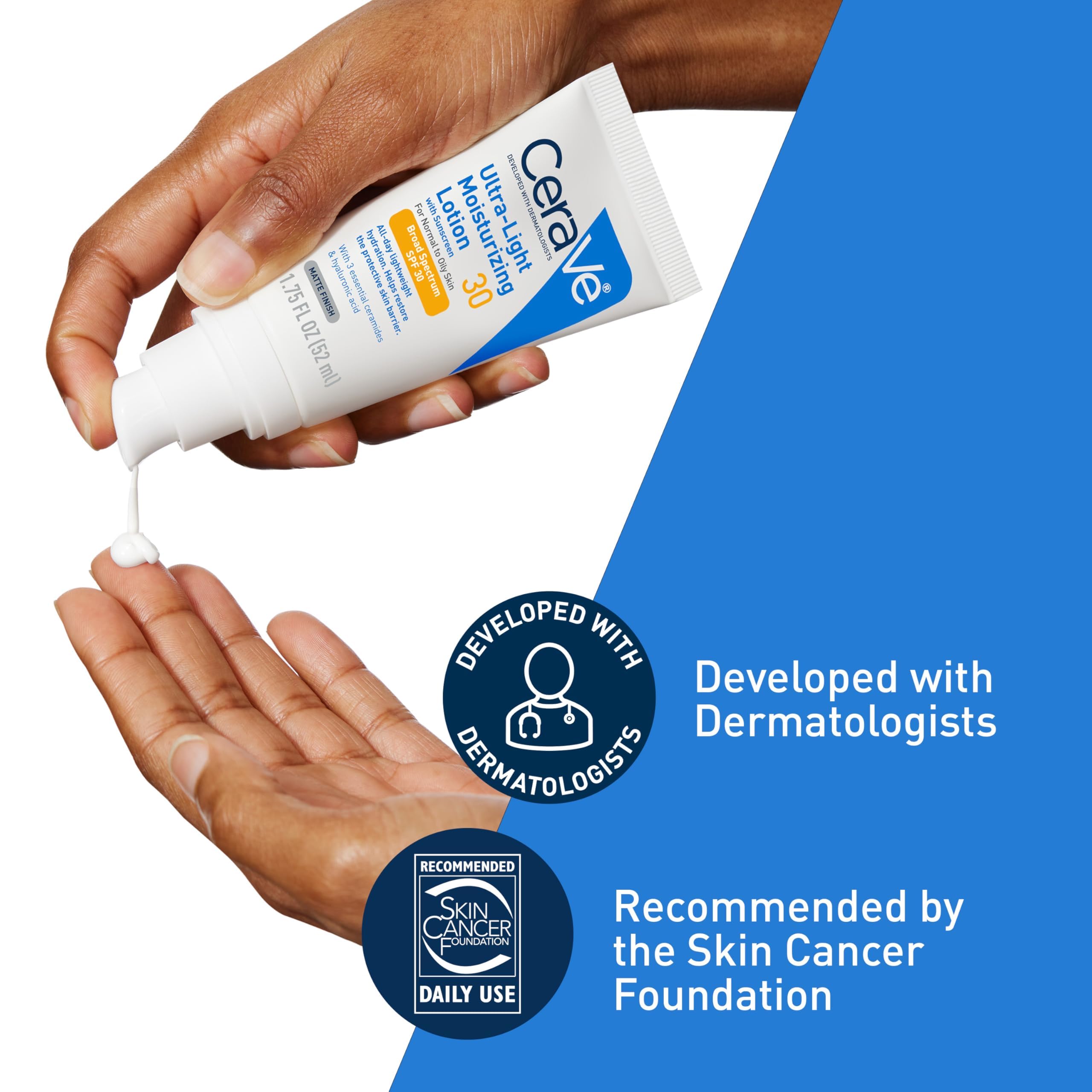 CeraVe Ultra-Light Moisturizing Lotion With SPF 30| Daily Face Moisturizer with SPF | Formulated with Hyaluronic Acid & Ceramide