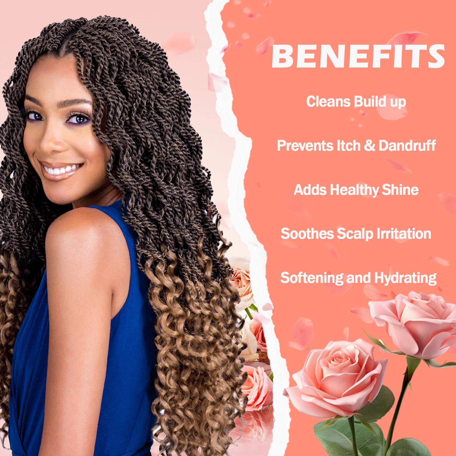 6.8 Fl Oz Braid Spray Rose Mint For Dreads, Dreadlocks, Locks Spray Rose Water Braid Spray For Itchy Scalp, Shine & Lightweight