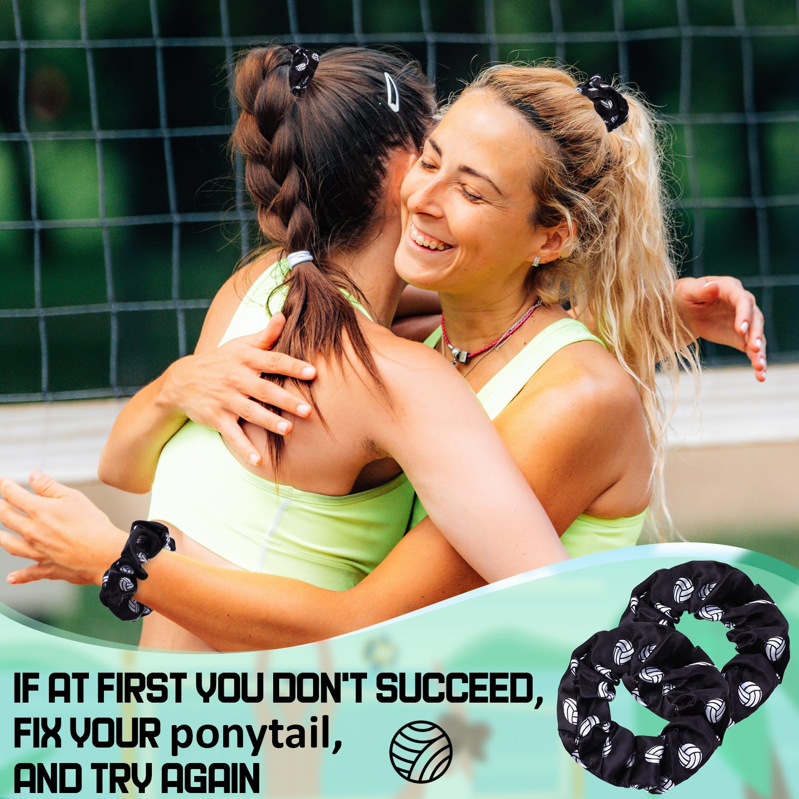 Yuxung 24 Volleyball Gift Set Volleyball Sport Hair Scrunchies and Cards Silk Satin Elastic Hair Ties Hair Bands Ponytail Holder