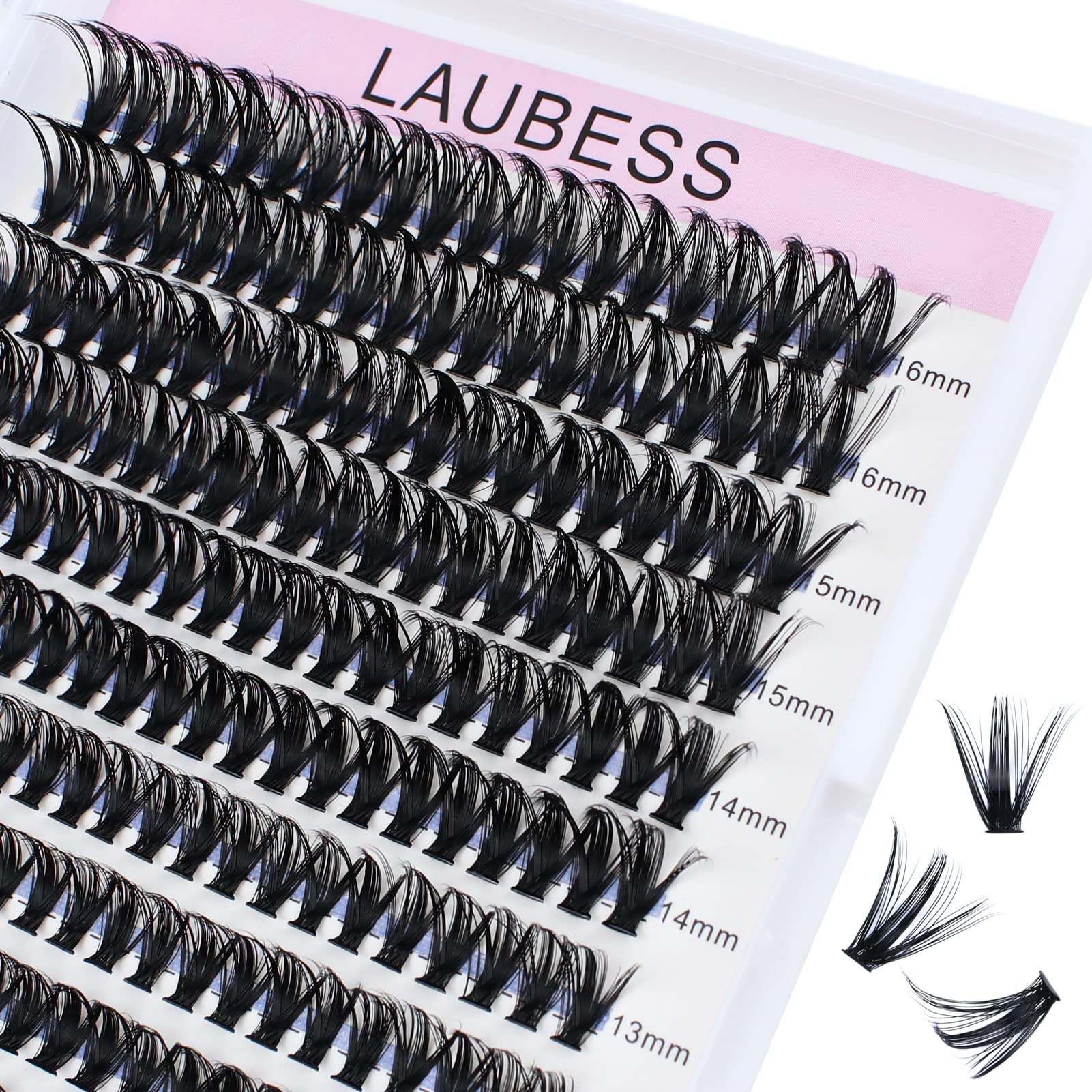 Eyelash Clusters LAUBESS Lash Clusters Individual Lashes Cluster Eyelash Extensions DIY at Home Waterproof Cluster Lashes (50D-D