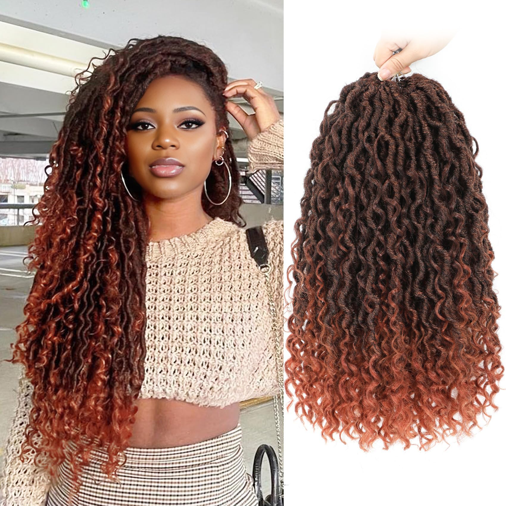 Forevery Faux Locs Crochet Hair 18 Inch Goddess Locs Crochet Hair 6 Packs PreLooped Crochet Hair for Black Women, Crochet Locs W