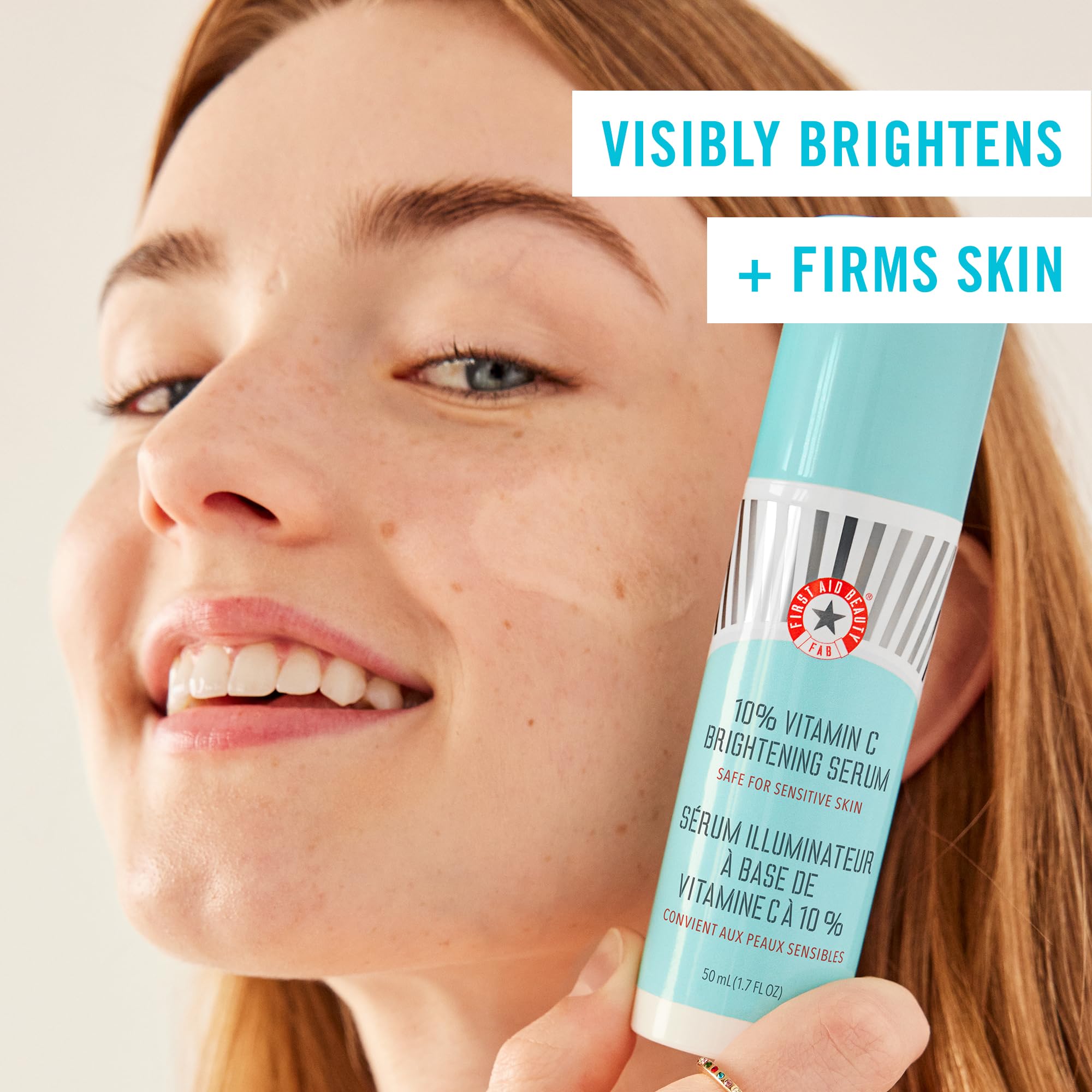First Aid Beauty - 10% Vitamin C Brightening Serum, Daily Dark Spot Serum with Squalane & Vitamin E, Helps Brighten Without Irri
