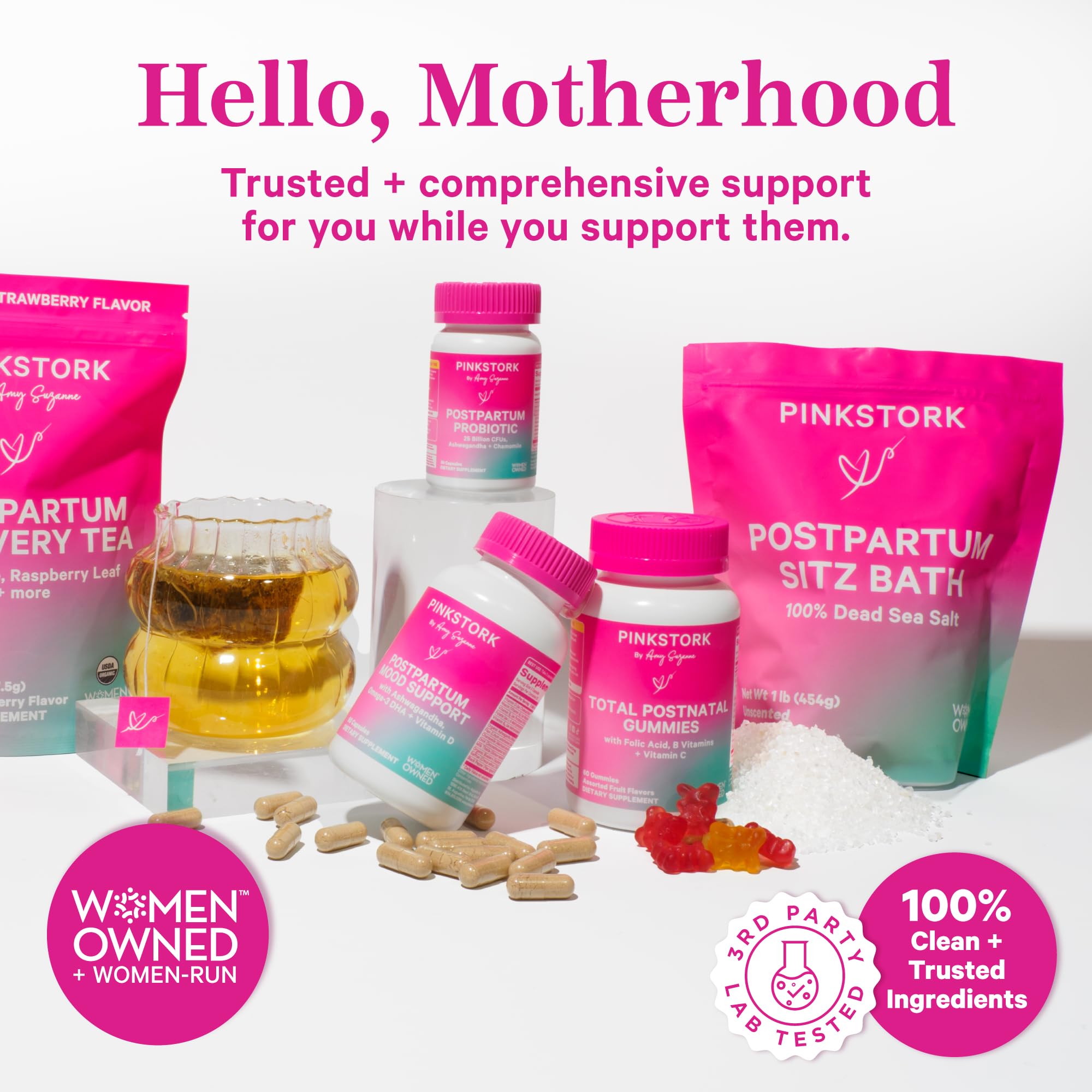 Pink Stork Postpartum Sitz Bath Soak: Dead Sea Salt For Perineal Care & Cleansing, Postpartum Recovery, Labor And Delivery Essen