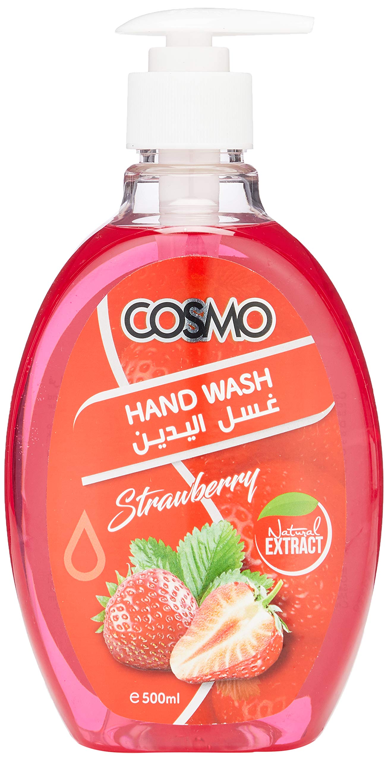 New Cosmo Strawberry Natural Extract Hand Wash 500Ml, Liquid Handwash Refreshing Fragrance Complete Protection For Soft & Gentle