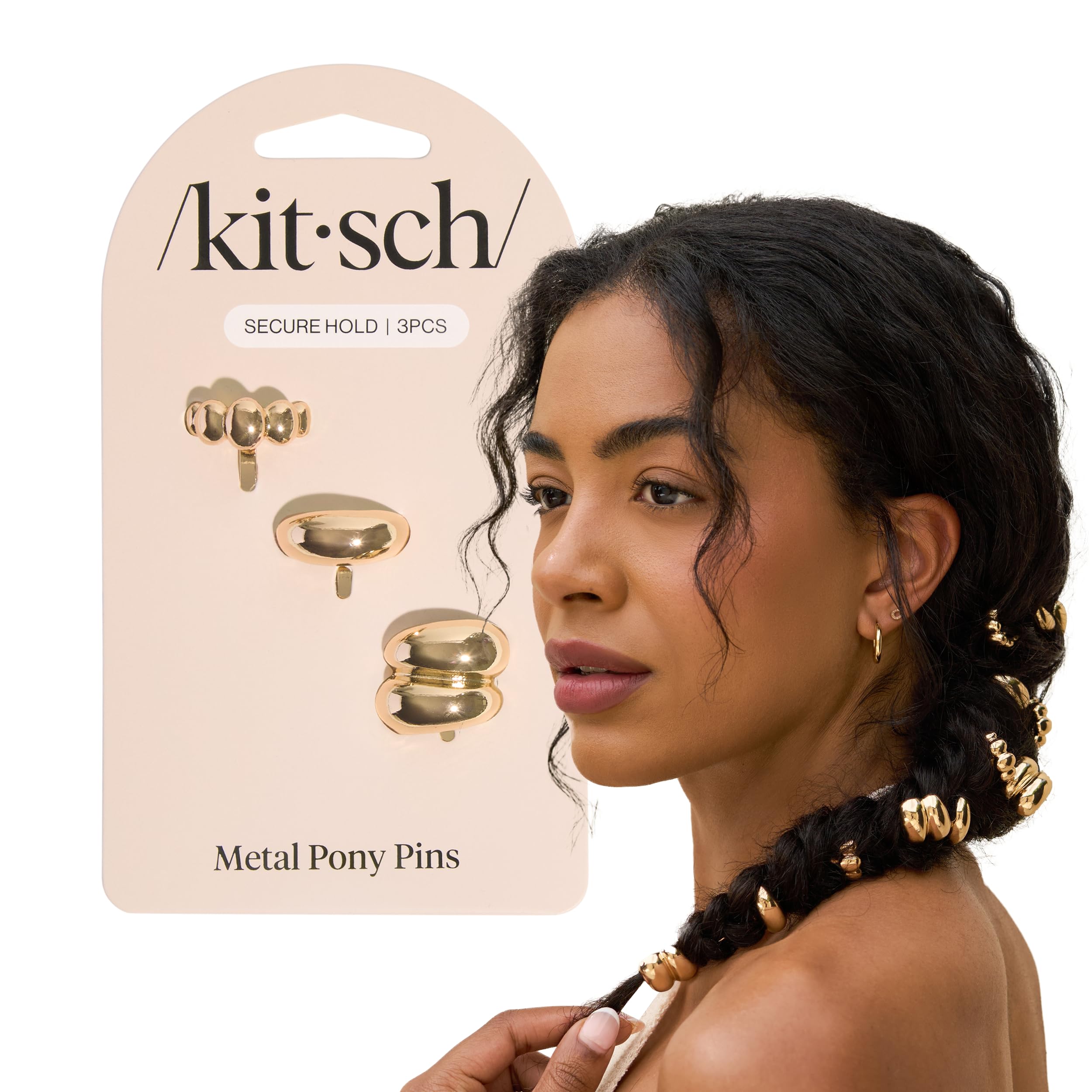 Kitsch Gold Hair Jewelry for Braids - Lightweight Metal Hair Pins for Women - Stackable Gold Hair Accessories for Everyday or Sp