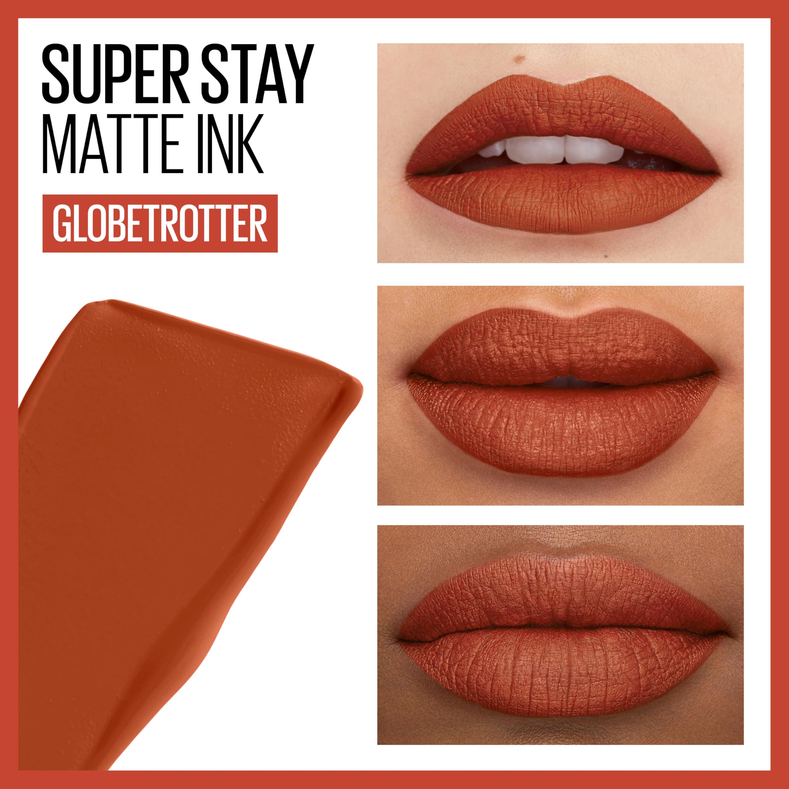 Maybelline Super Stay Matte Ink Liquid Lipstick Makeup, Long Lasting High Impact Color, Up To 16H Wear, Globetrotter, Brown Beig