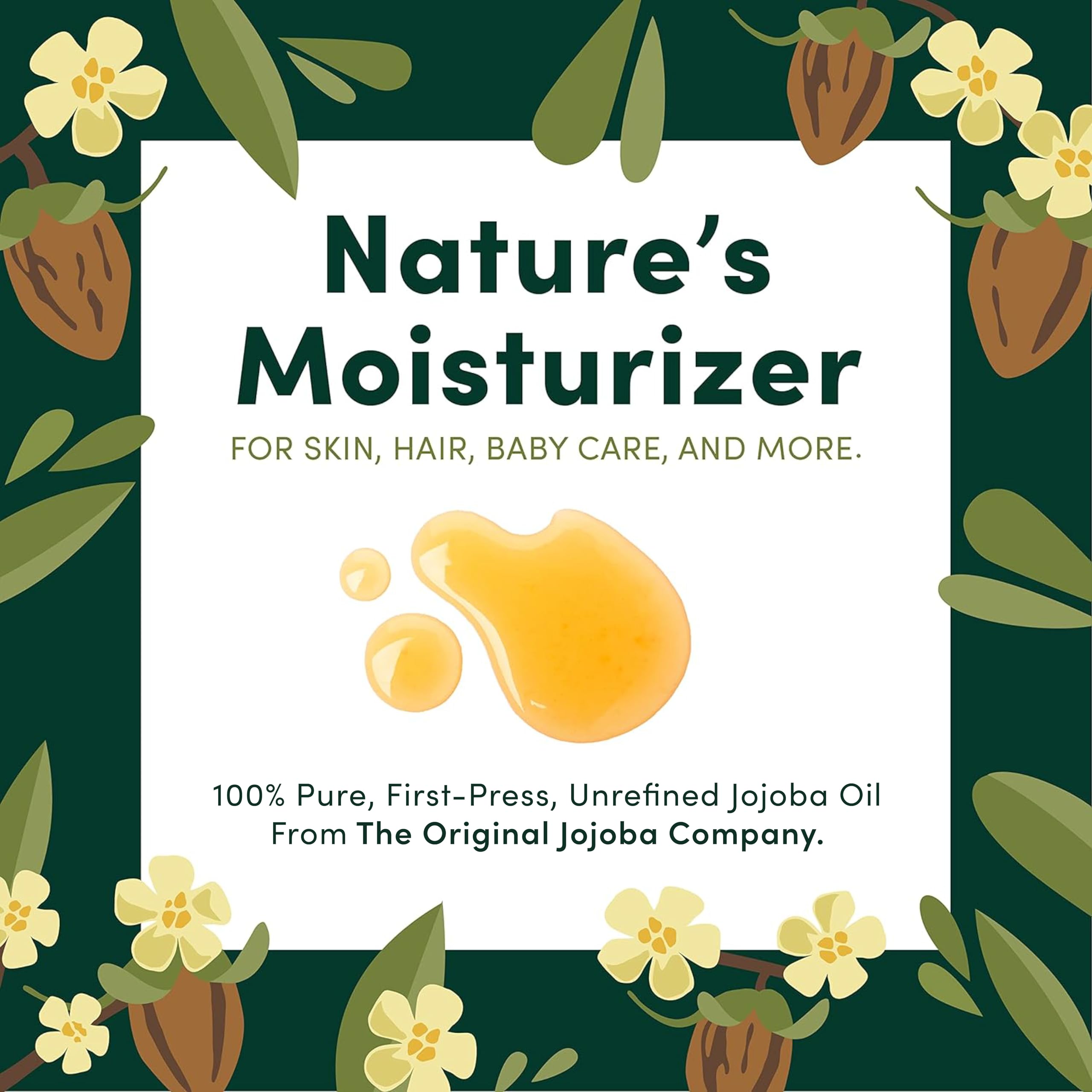 HobaCare Bulk Jojoba Oil - 100% Pure Hexane Free Unrefined Carrier Oil for Soap Making, Hair, Face, Beard, Scalp, Skincare Spa -