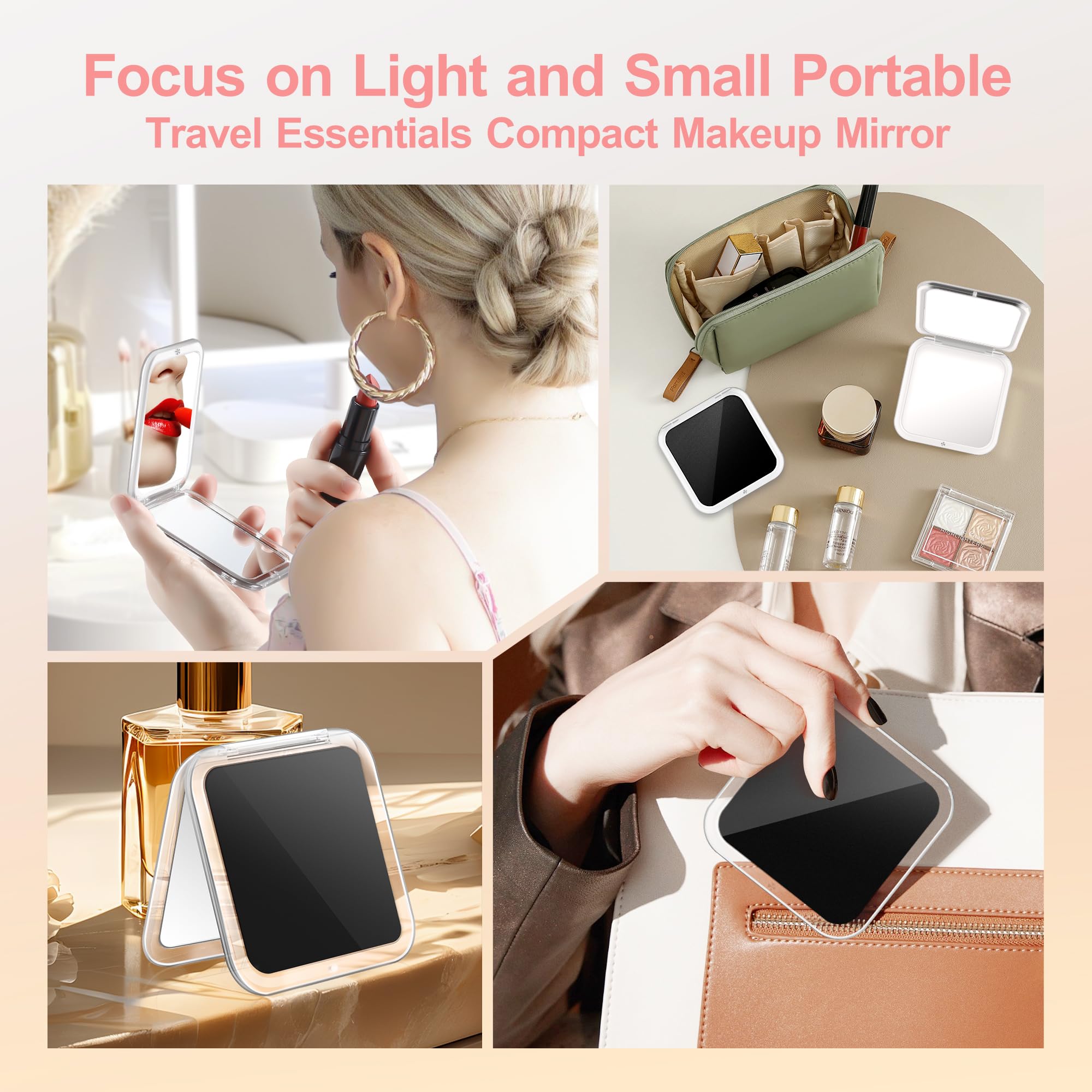 Miyadiva Compact Mirror, 30X Magnifying Mirror, Pocket Mirror For Purse, Travel Makeup Mirror With 30X/1X Magnification, Travel