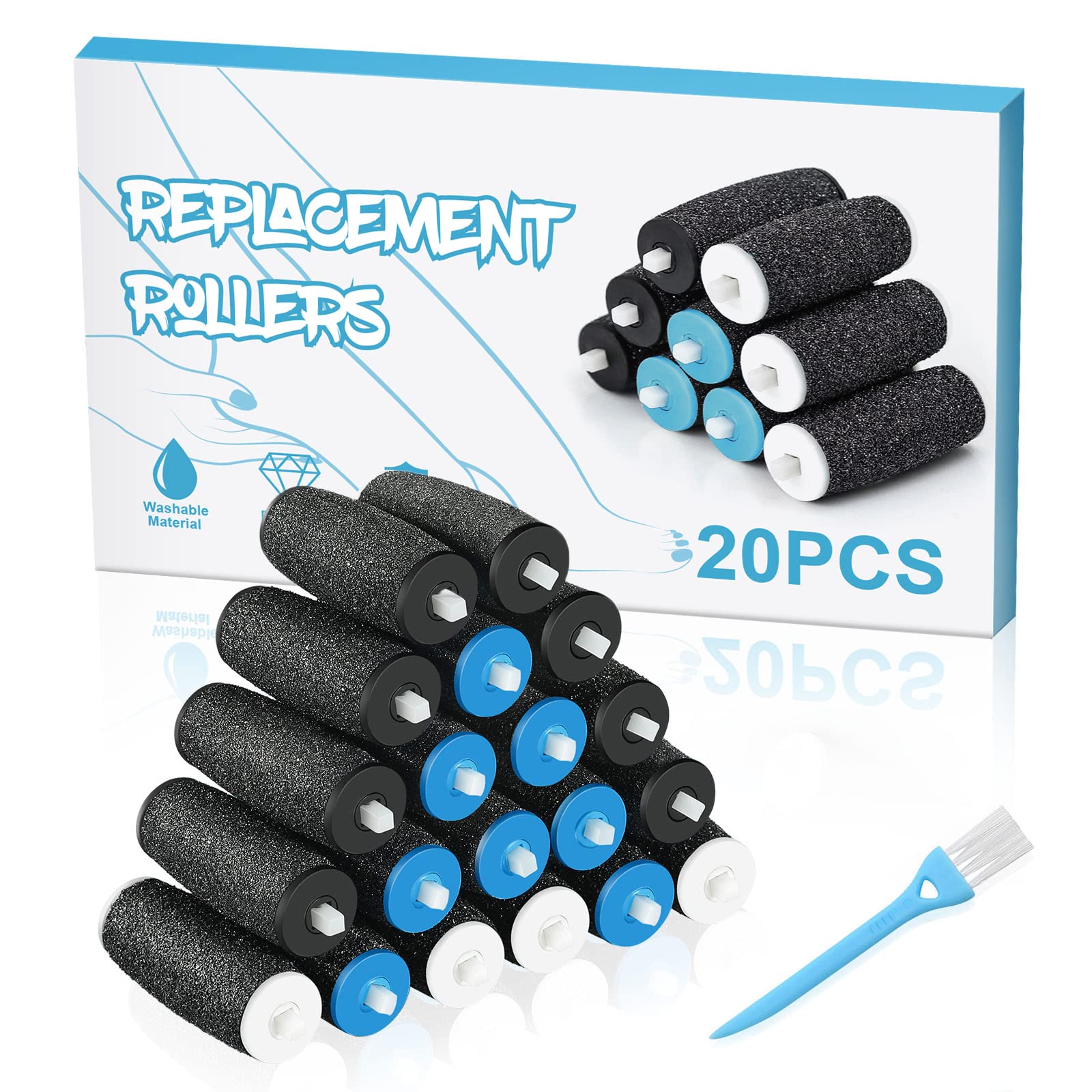 [5/10/20Pcs] Pedi Replacement Rollers Compatible With Amope Pedi Perfect Refills Electronic Foot File,With 8 Extra Coarse&8 Regu