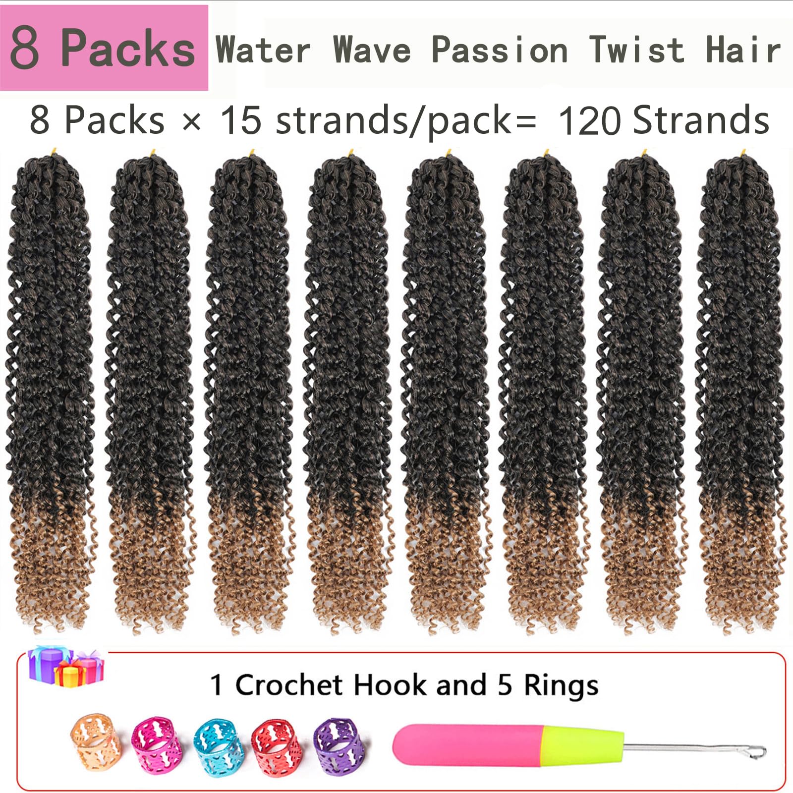 Passion Twist Hair 18 Inch 8 Packs Passion Twist Crochet Hair For Black Women Water Wave Braiding Hair Bohemain Long Spring Twis