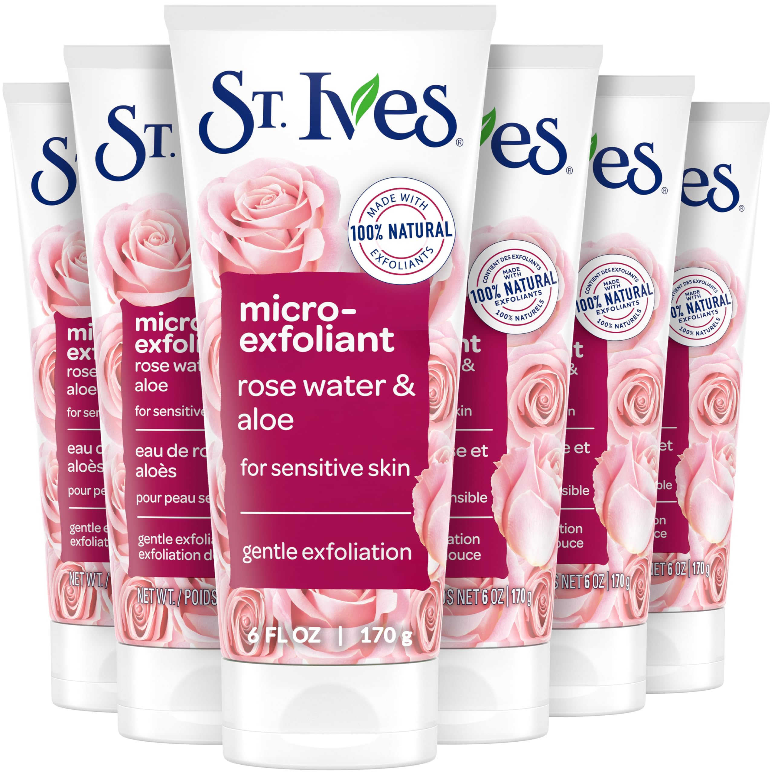 St. Ives Gentle Smoothing Face Scrub, Rose Water & Aloe Vera Exfoliator, Facial Scrub Made with 100% Natural Exfoliants, Paraben