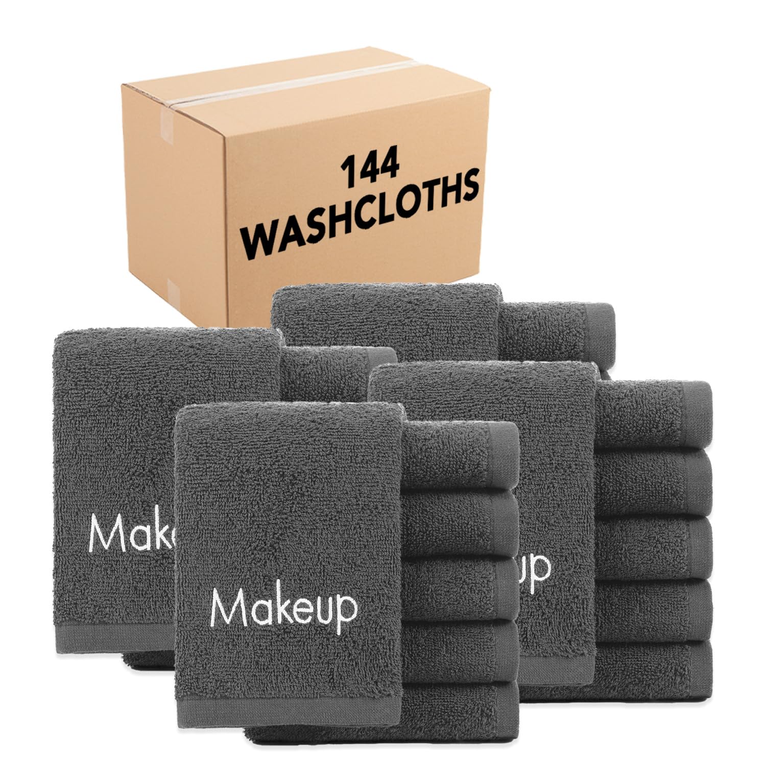 Arkwright Makeup Towels - Bulk Case Of 144 - Soft & Gentle Cotton Small Fingertip Powder Room Washcloth, Decorative Bathroom Ess