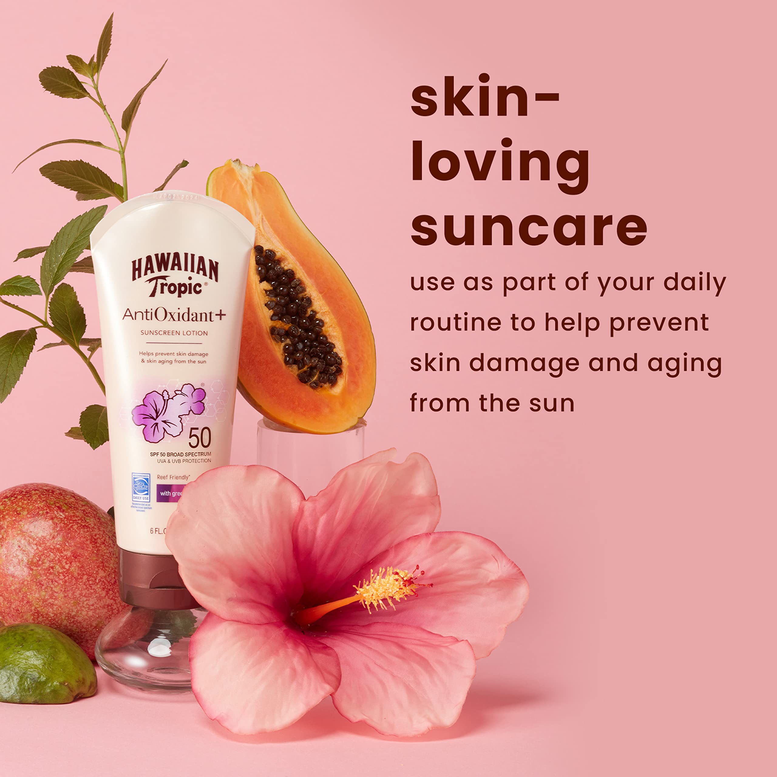Hawaiian Tropic Skin Defense Sunscreen Lotion Spf 50, 6Oz | Spf 50 Sunscreen Lotion With Green Tea Extract, Sunscreen Body Lotio