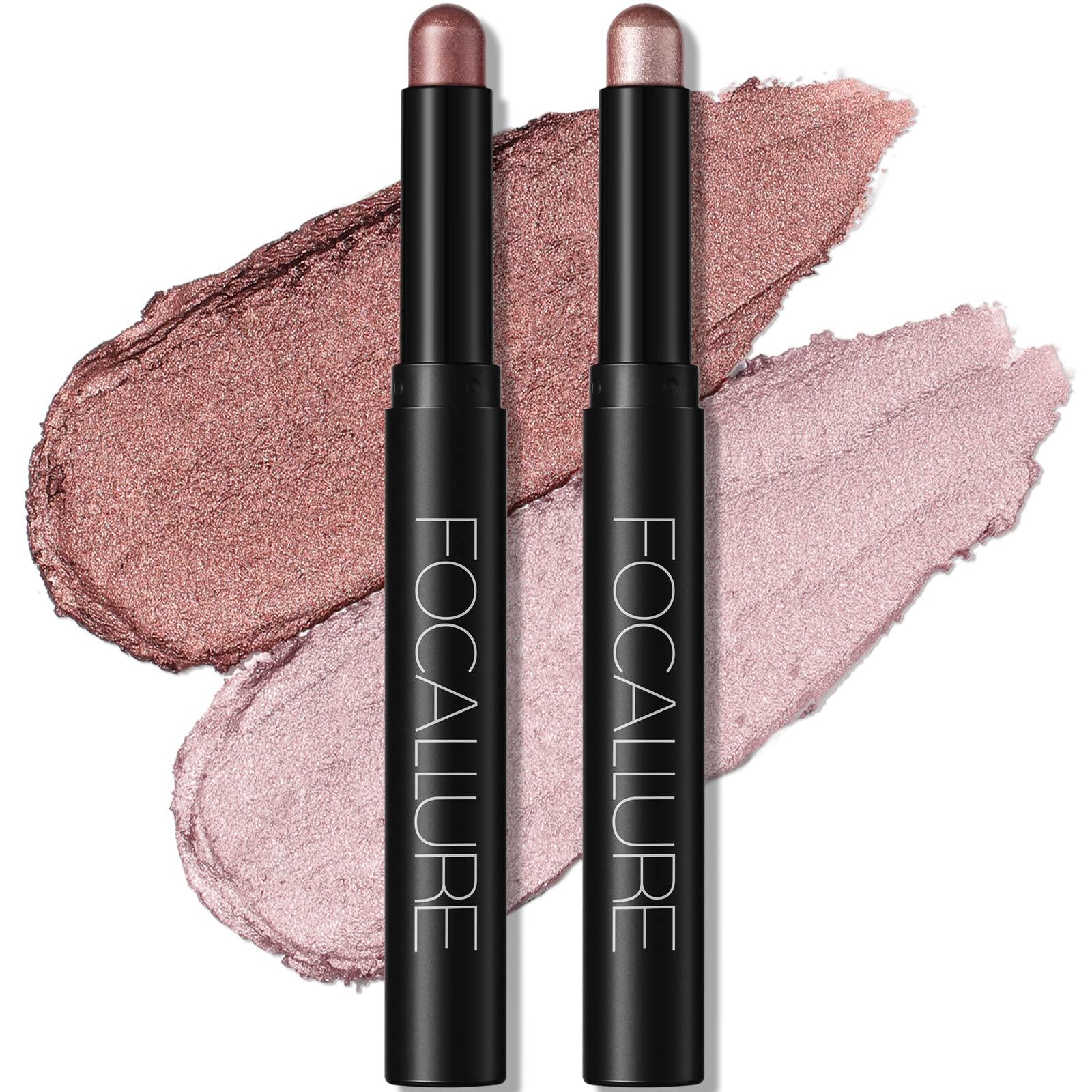 Focallure 2 Pcs Cream Eyeshadow Stick,Brightener Eyeshadow Pencil Crayon,Highlighter Eye Shadow Stick Sets With Crease-Proof For