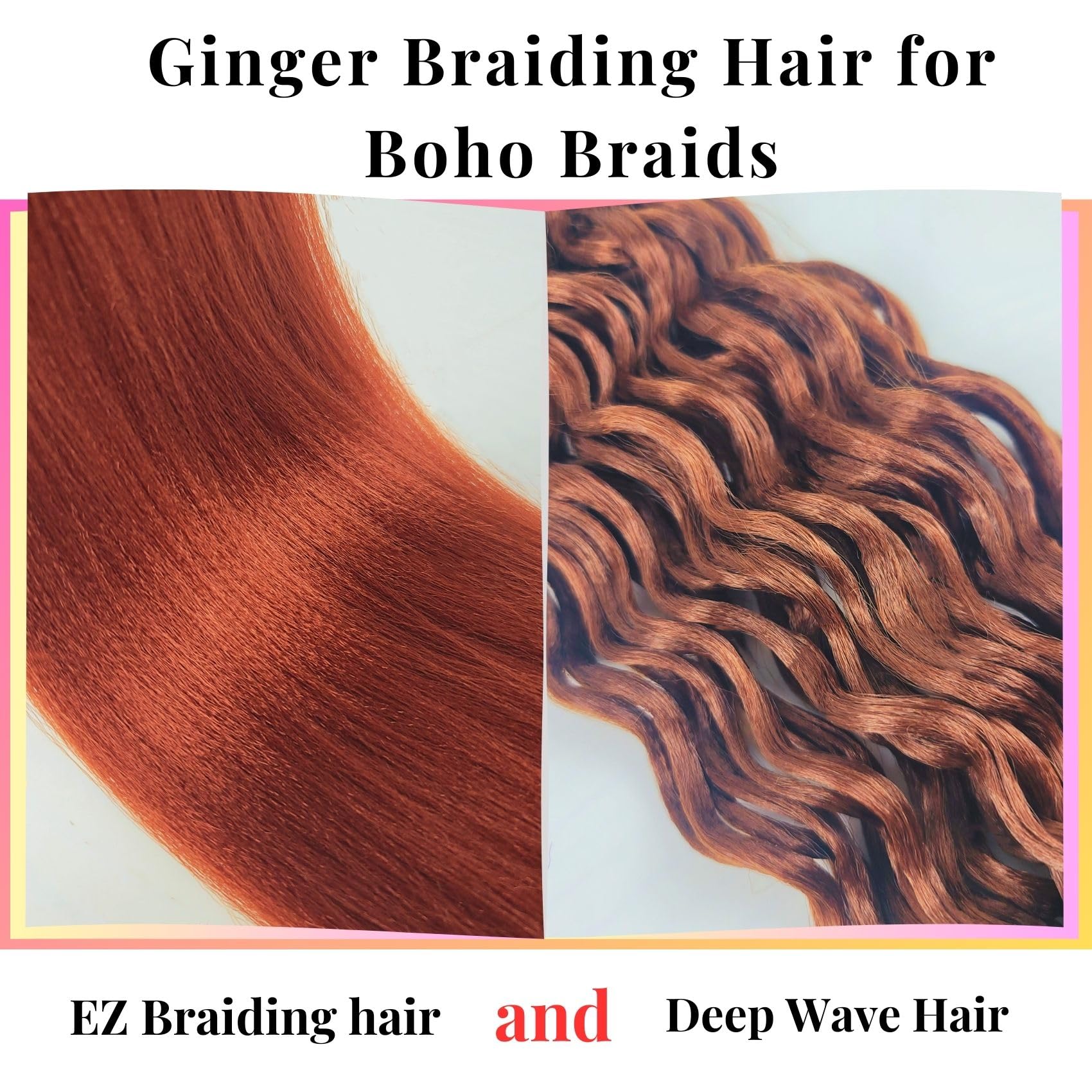 Ginger Braiding Hair Pre Stretched For Boho Braids Synthetic Prestretched Ez Braiding Hair For Knotless Box Braids Bohemian Brai