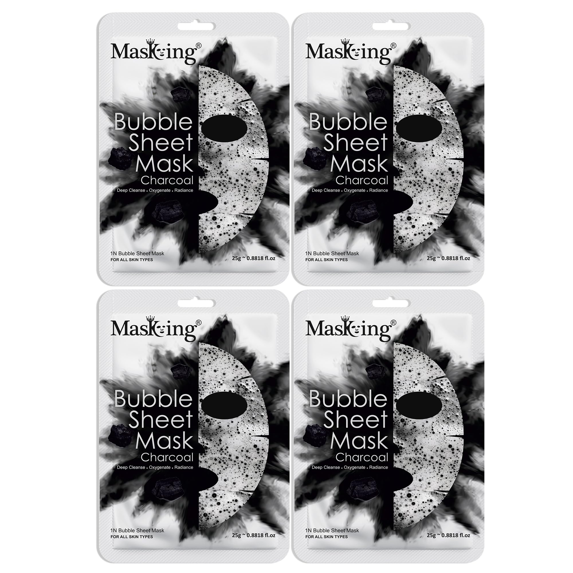 Masking Charcoal Bubble Facial Sheet Mask | Deep Cleansing, Tan Removal And AntiPollution Face Mask | Women And Men | Combo Pac