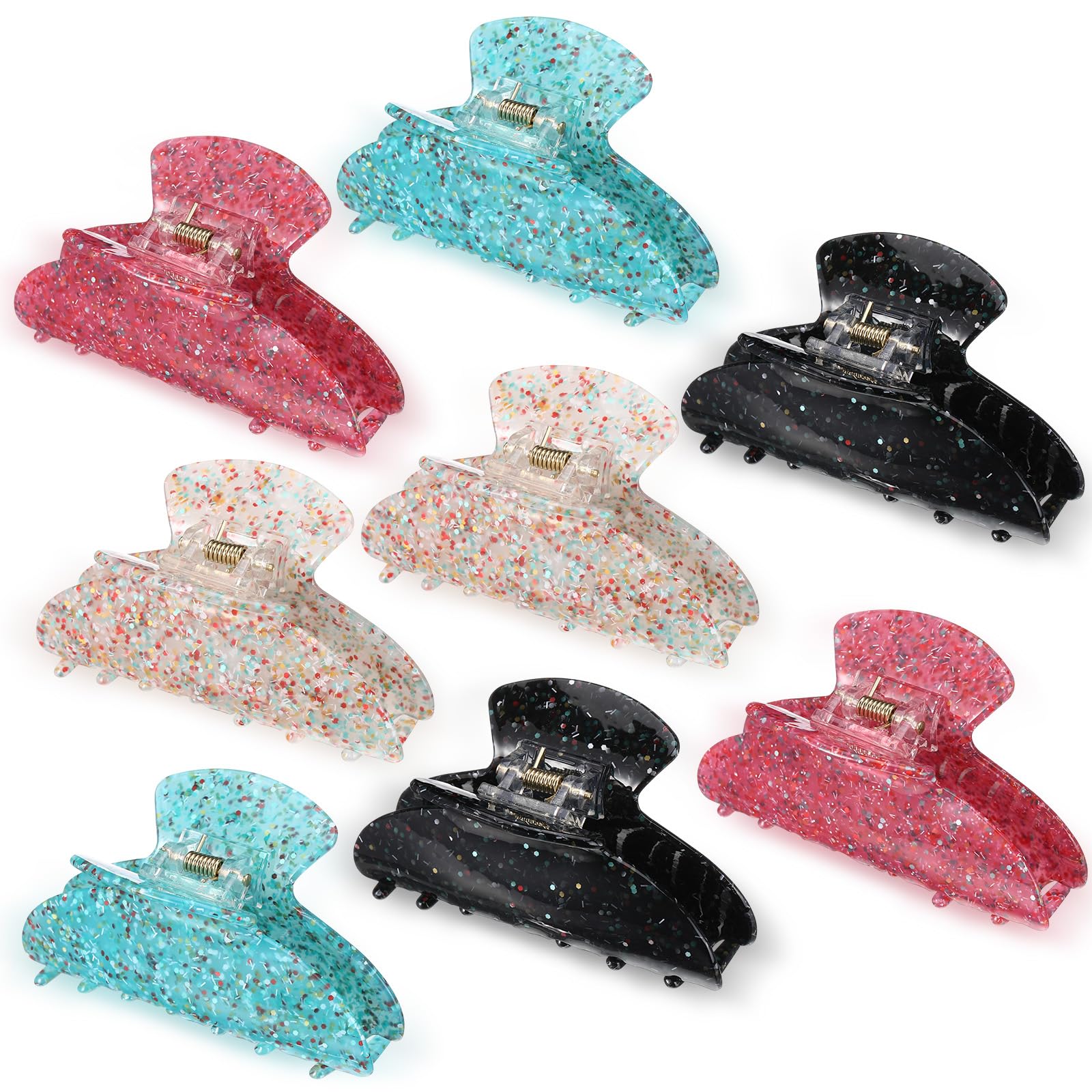 Yuxung 8 Pcs Large Acrylic Hair Claw Clips for Women Non slip Strong Hold Clamps for Thick and Thin Hair(Gypsophila,Gentle Color