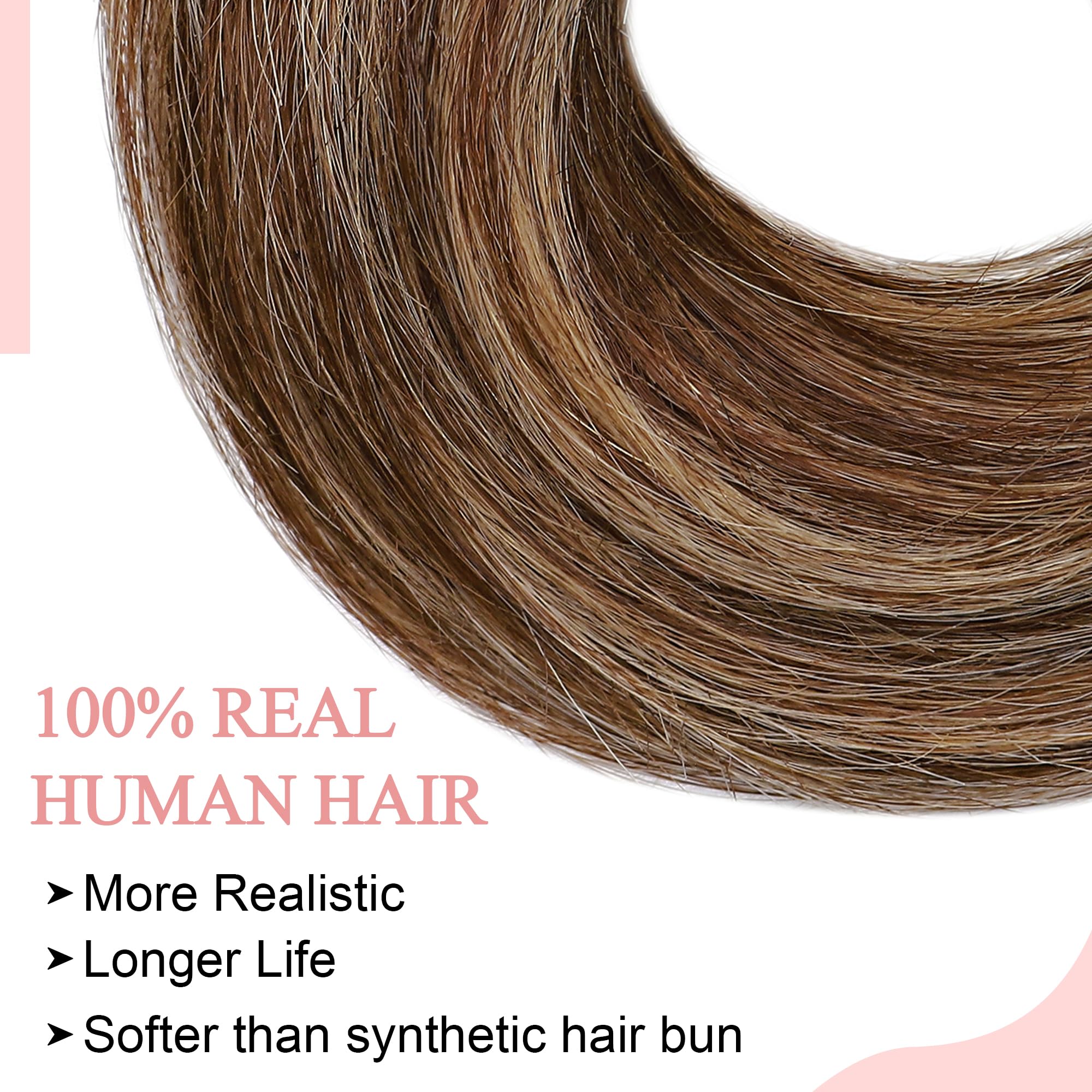 Sego Human Hair Messy Bun Hair Piece Scrunchies Real Human Hair Natural Wavy Smoothed Updo Hairpieces Donut Chignon Ponytail Ext