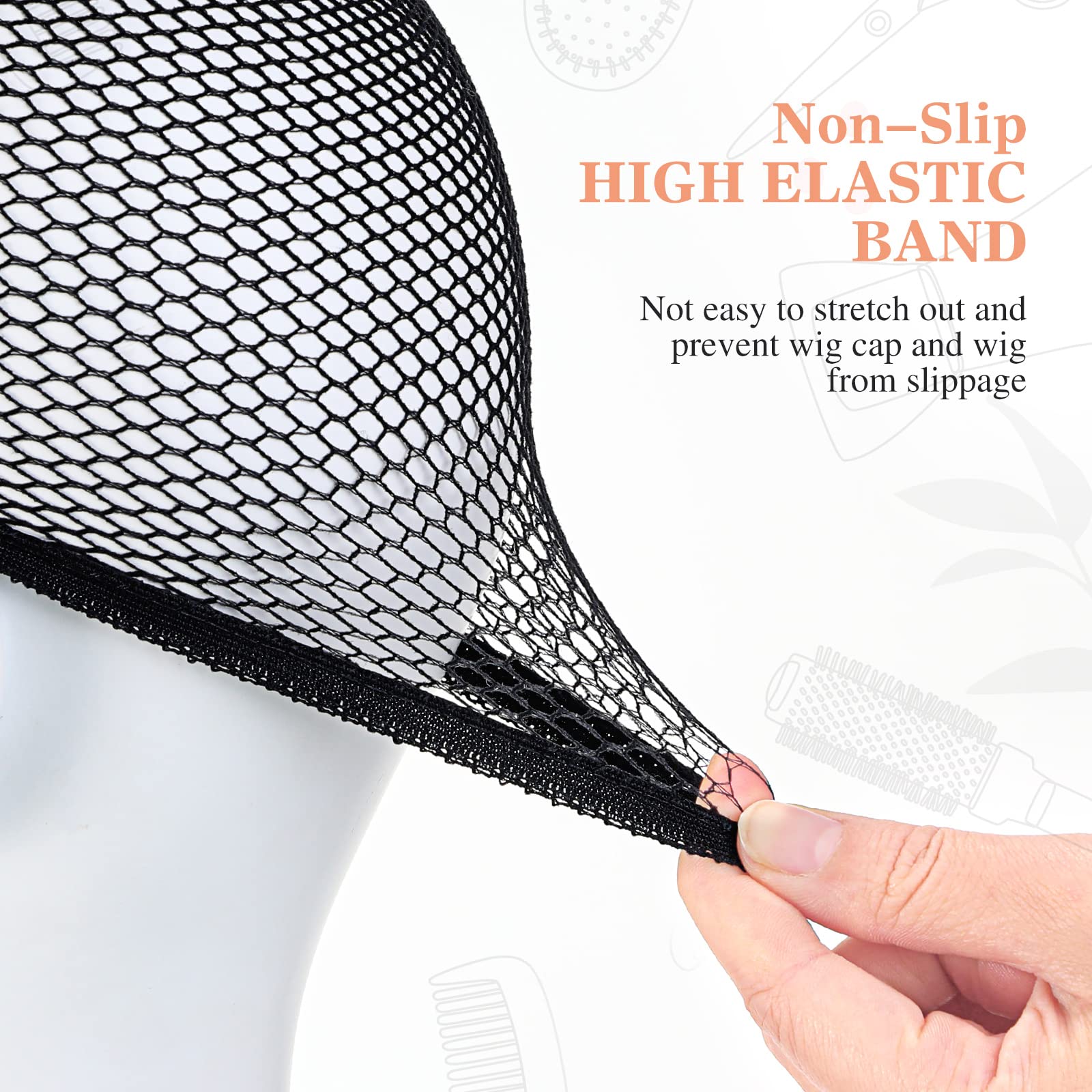 100 Pcs Wig Cap Mesh Wig Cap Net Closed End Hair Net Bald Wig Net Liner Weaving Caps for Kids Women Men Halloween Cosplay (Black