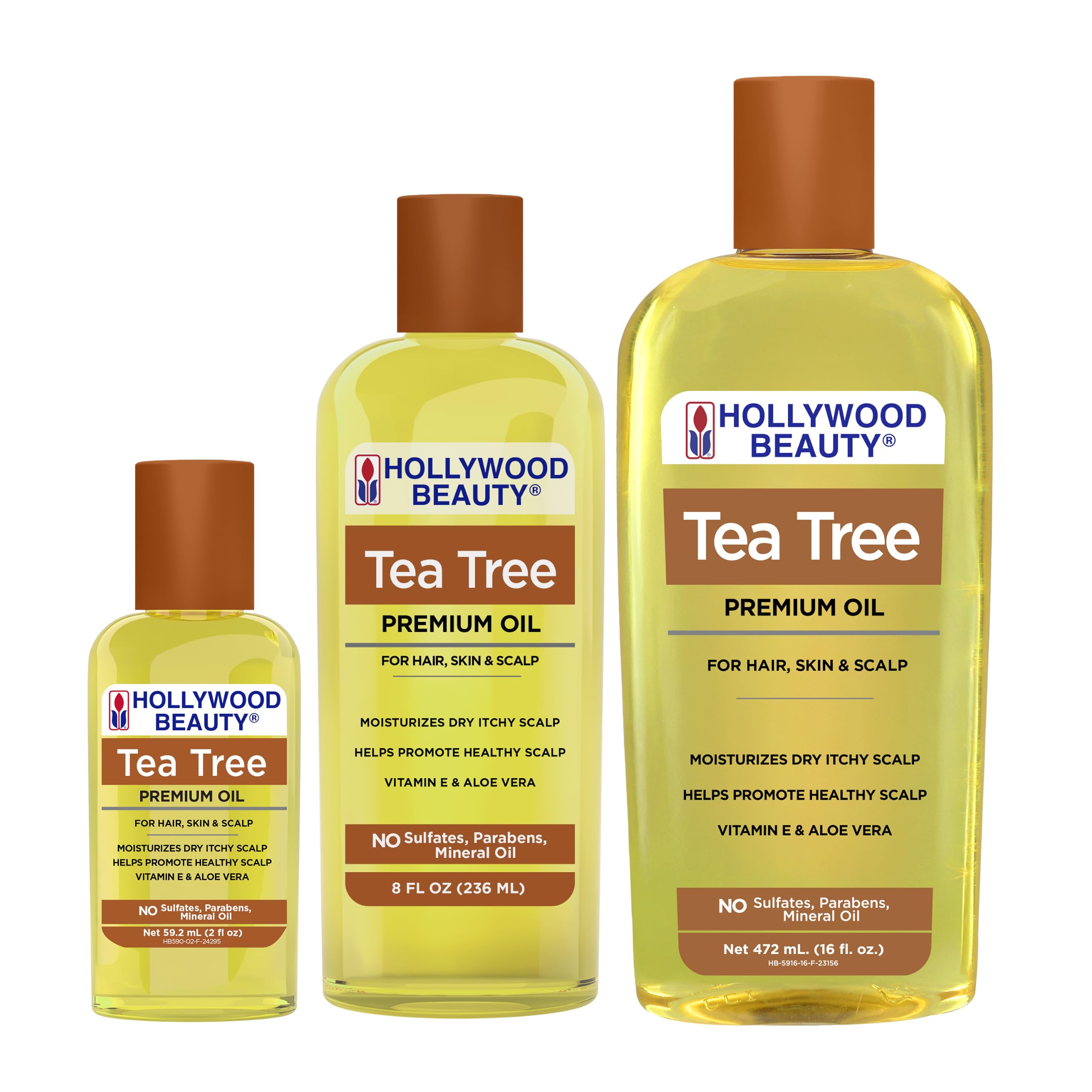 Hollywood Beauty Tea Tree Oil Scalp, Hair & Skin Care Bundle  Includes Tea Tree Oil 16 fl oz | 8 fl oz | 2 fl oz Travel Size