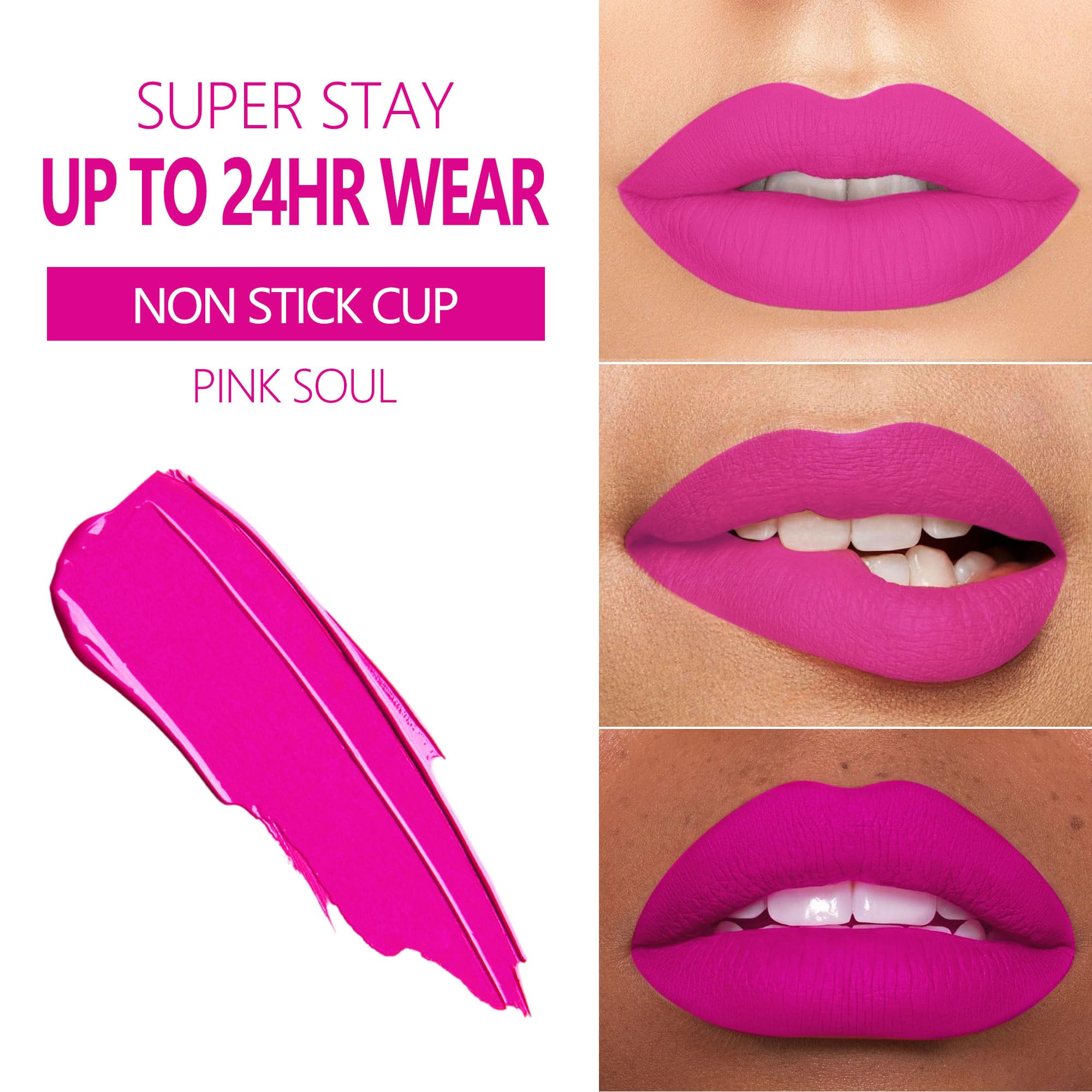Maki Yika Hot Pink Lipstick For Women Color Stay Long Lasting Lipsticks, No Smudge Matte Liquid Lipstick Transferproof Cruelty-F
