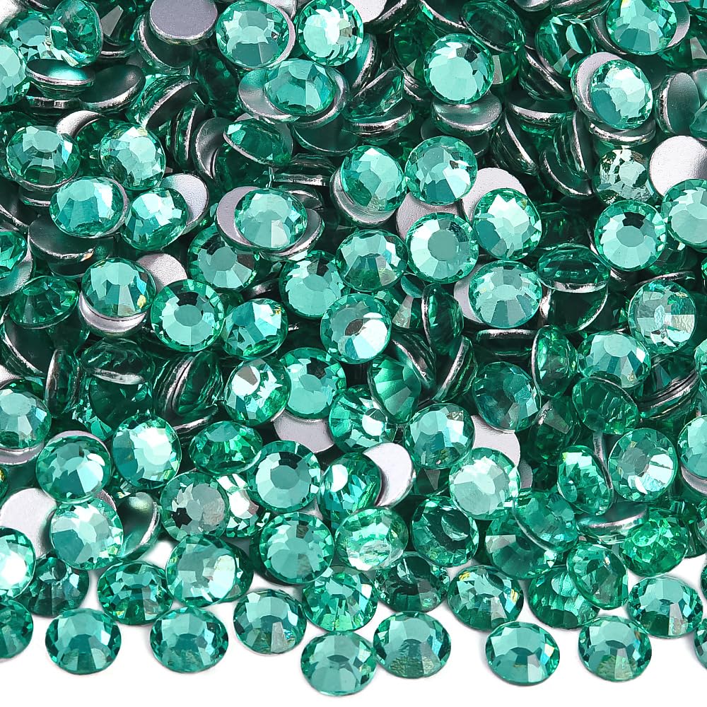 Blinginbox 1440 Pieces SS16/3.8-4mm Flat Back Crystal Rhinestones Round Gems for Nail Art,Mint