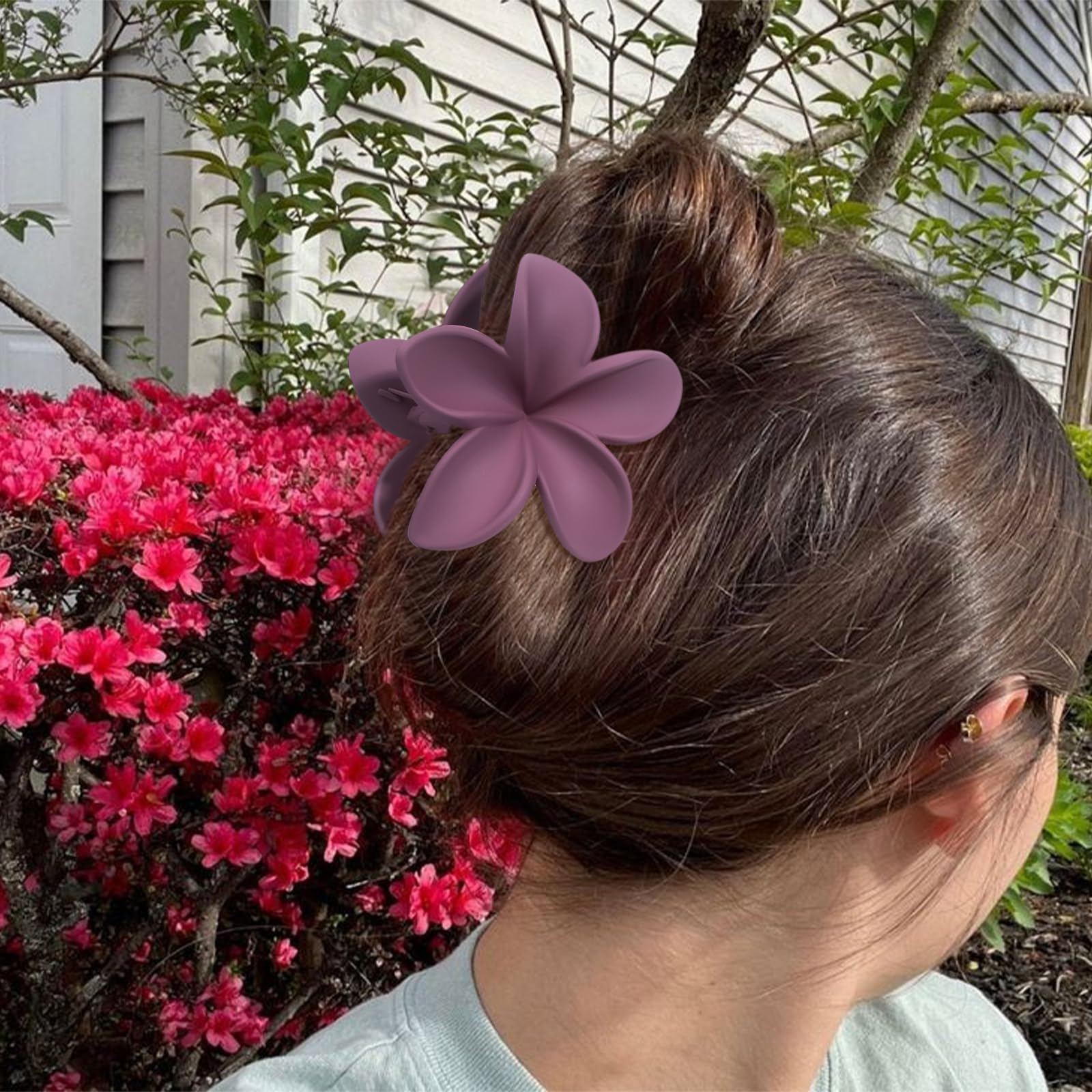 Kivzex Hawaiian Flower Hair Claw Clip For Women Girls 6 Pcs Large Plumeria Flower Hair Clips For Thick Thin Hair Hawaii Hair Acc