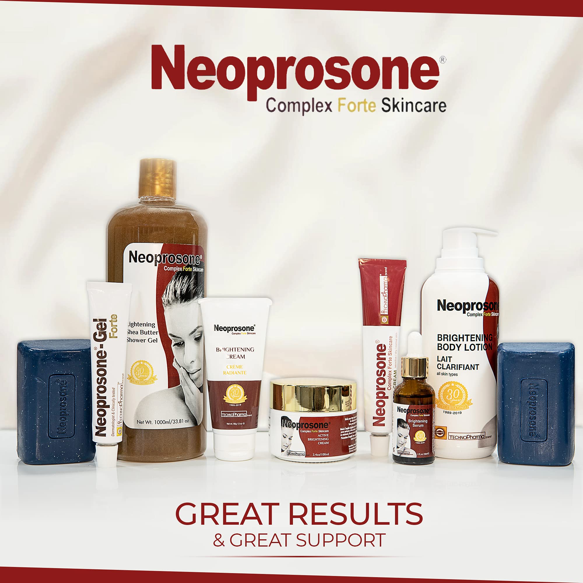 Neoprosone, Skin Brightening Cream | 1.7 Fl oz / 50 ml | Fade Dark Spots on: Face, Elbows, Knees, Body | with Alpha Arbutin, Lac