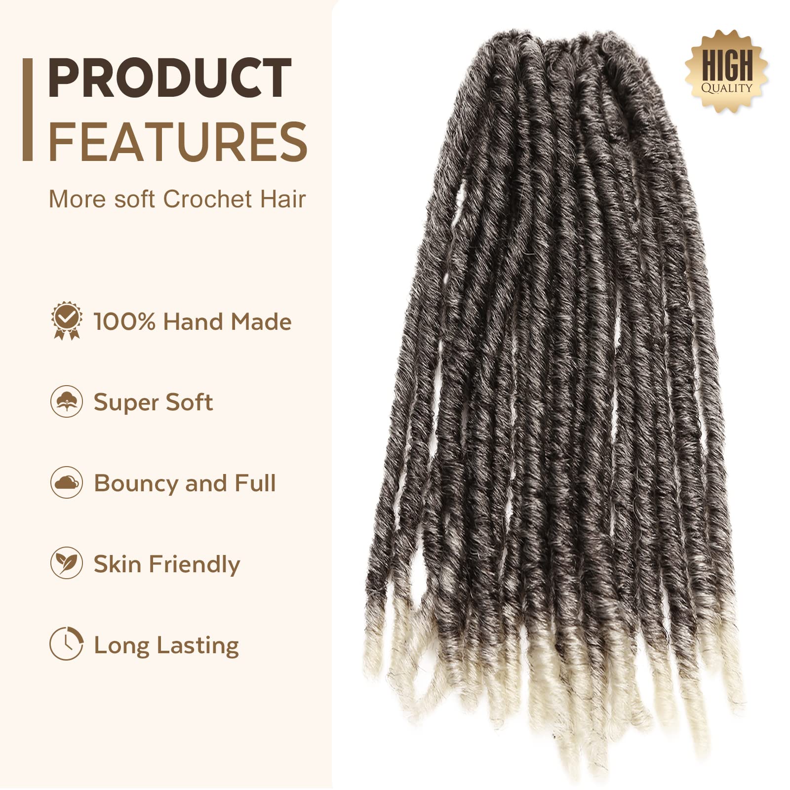 Wignee 120 Strands Faux Locs Crochet Hair 12 Inches Short Faux Locs Pre-Looped Soft Locs Dreadlock Crochet Hair 6 Packs Pre-Twis