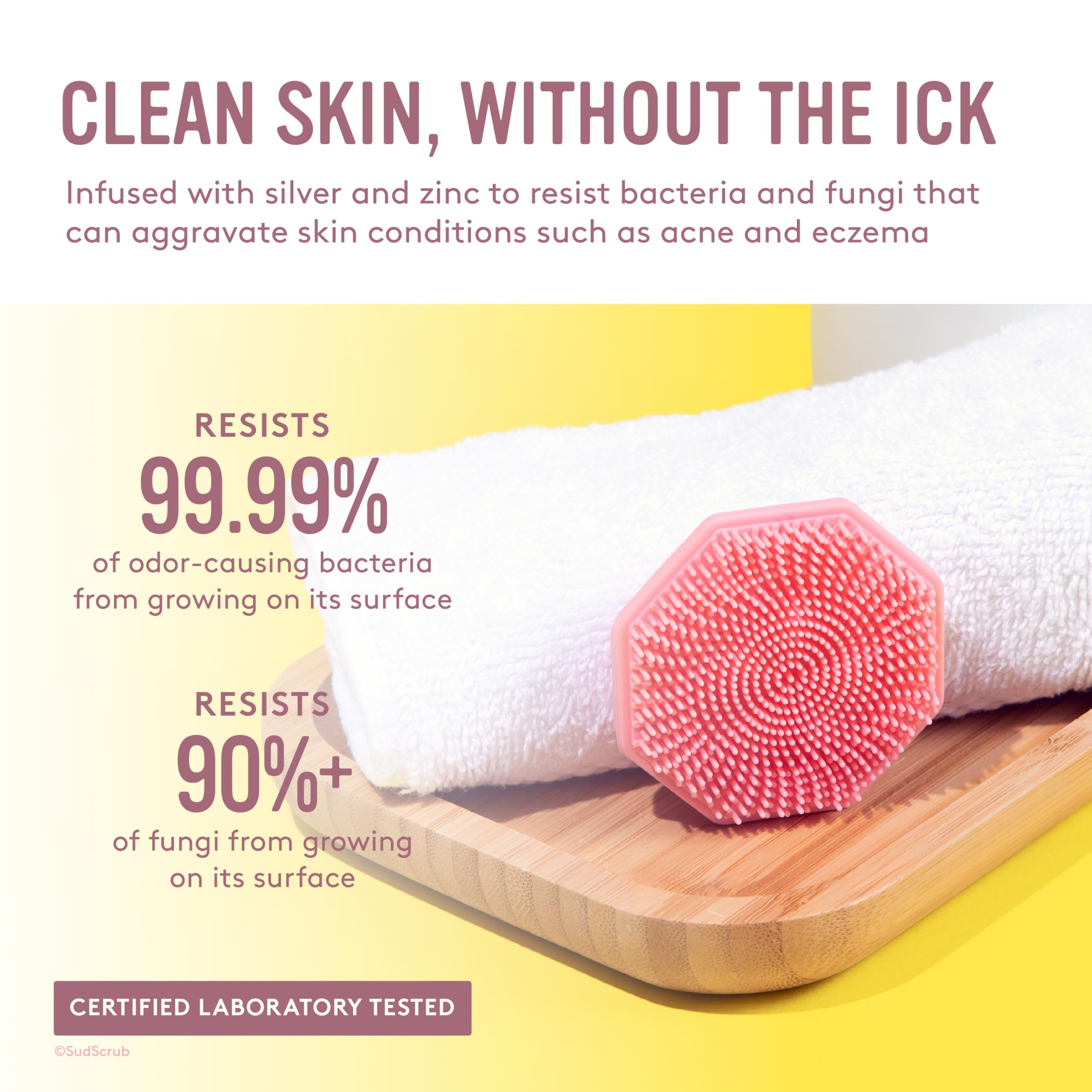 Sud Scrub Antimicrobial Silicone Face Scrubber, 1 Pack, Gentle Face Exfoliator For Sensitive Skin, Eco Friendly Facial Cleansing