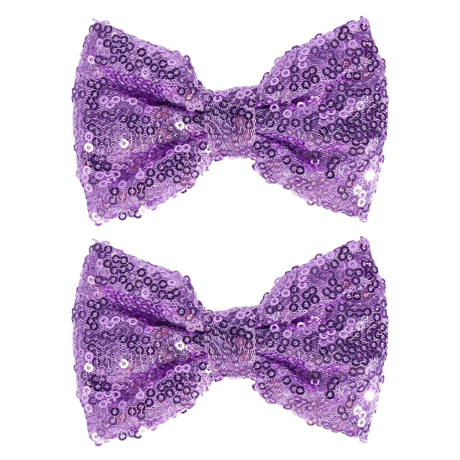 4'' Purple Sparkly Glitter Sequin Hair Bows Clips for Toddler Girls Valentines Christmas Birthday Gift Party Dress Outfit Decor 