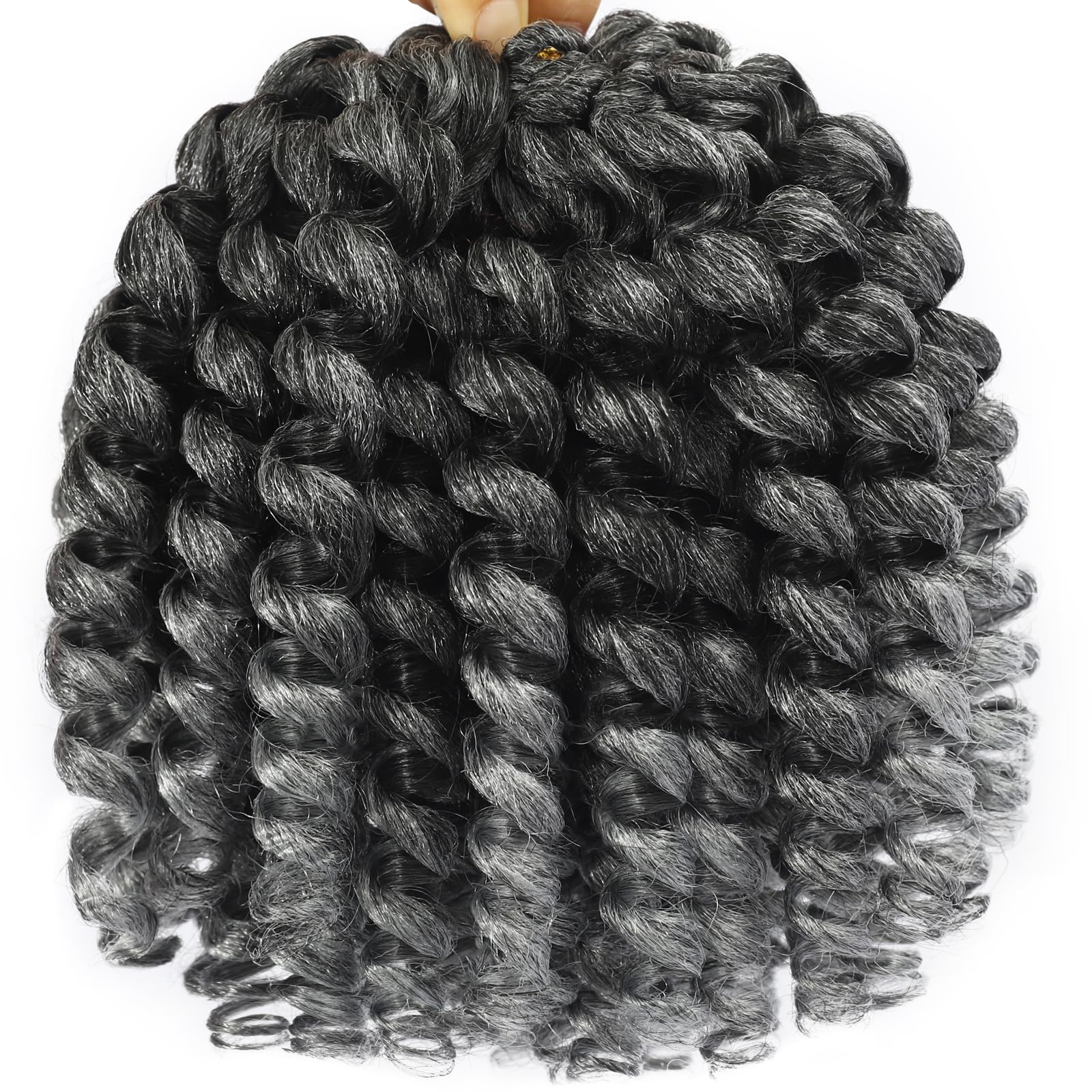 Jamaican Bounce crochet Hair Extensions 8 inch Ringlet Wand curl crochet Hair curly crochet Braids grey crochet Braiding Hair 60