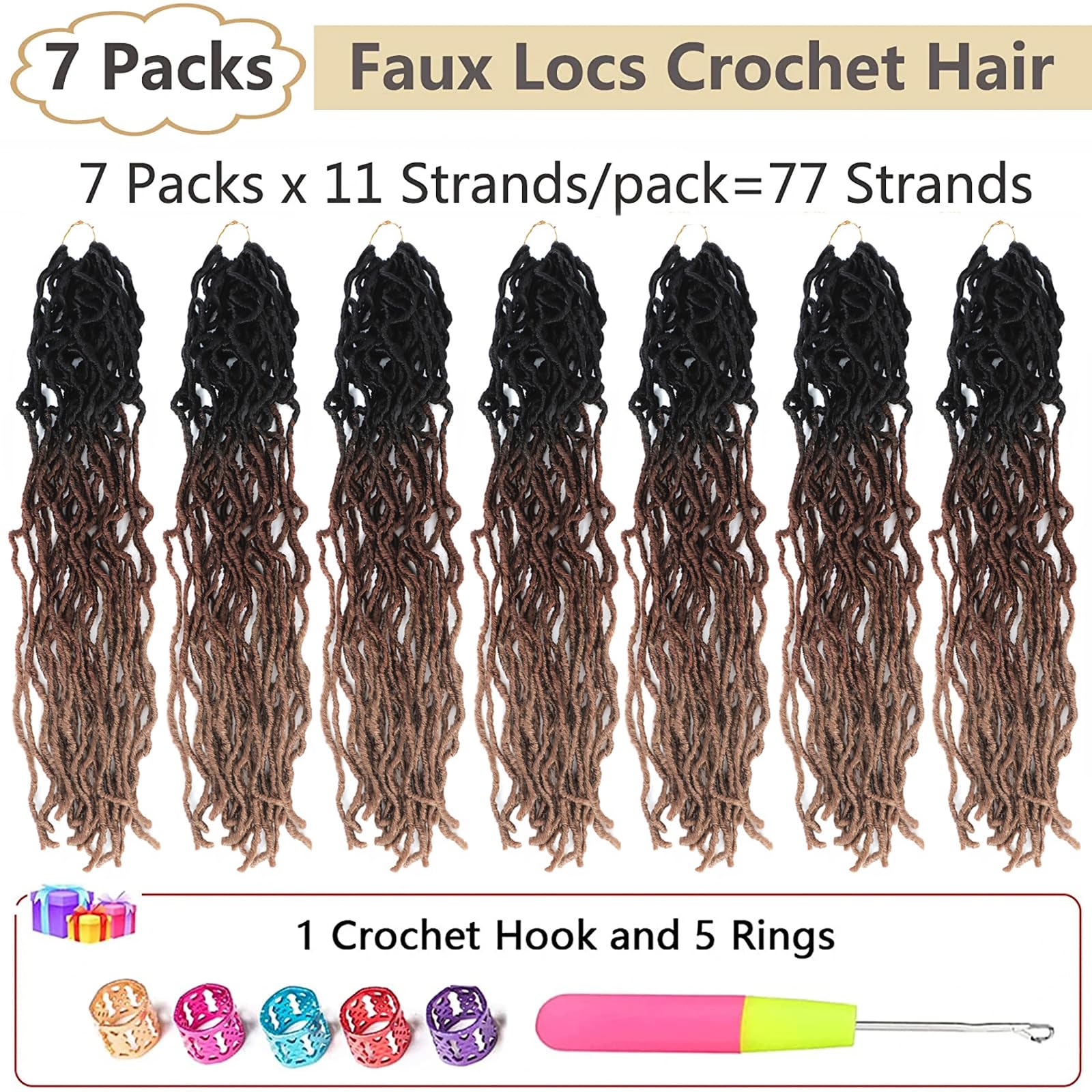 Ombre Faux Locs Crochet Hair Soft Locs 36 Inch 7 Packs Crochet Locs Natural Long Locs Crochet Hair For Women Synthetic Pre Loope