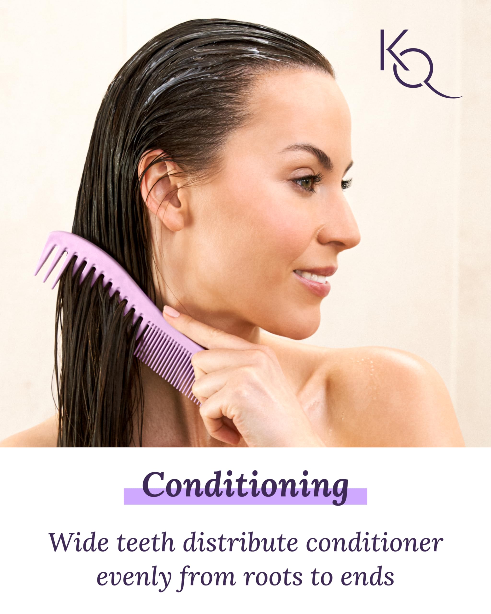 Detangling Hair Comb For Women - 2-Sided Gentle Styling Comb With Wide And Fine Teeth - Conditioning And Detangling Comb For Thi