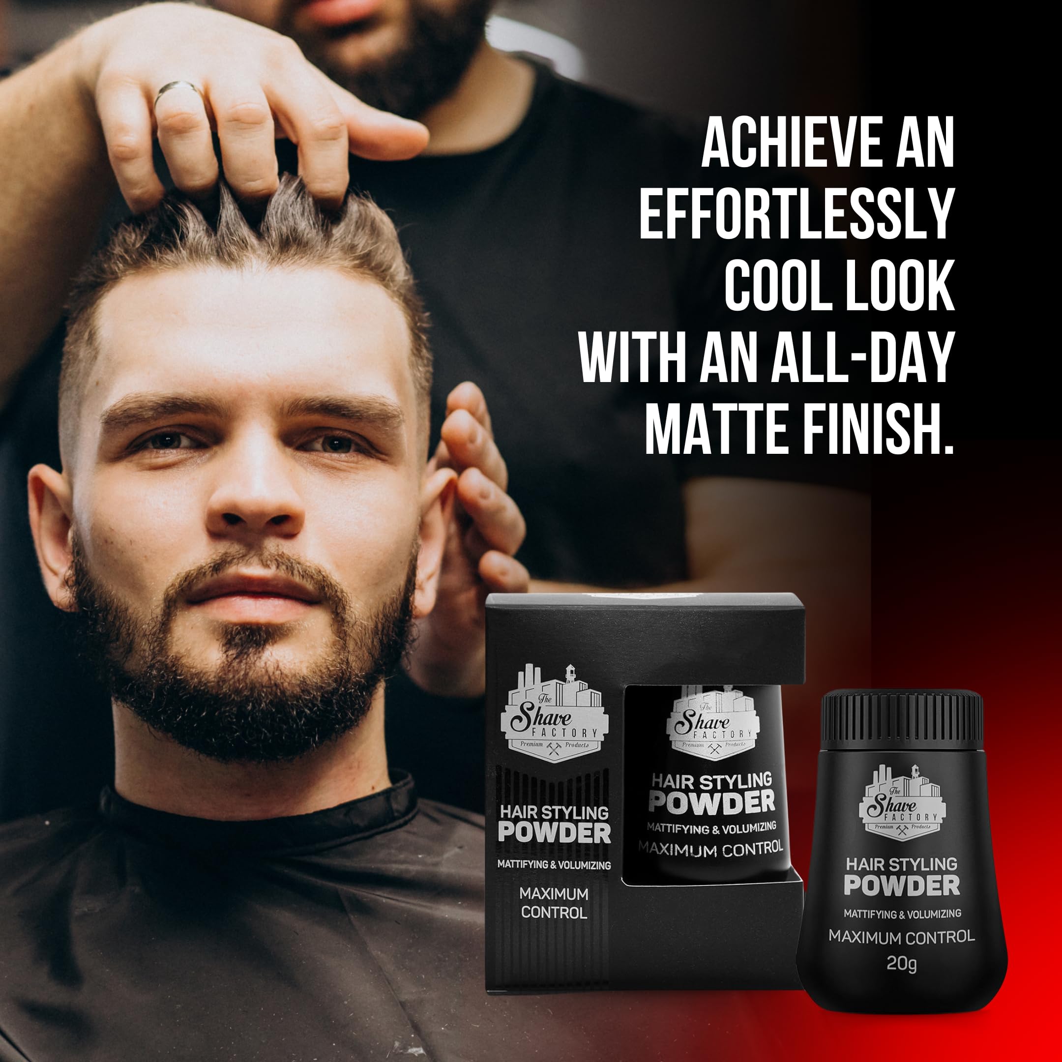 the shave factory Hair Styling Powder 20gr Mattifying Volumizing Powder with Maximum Control-Elegant Design, Ease Of Use