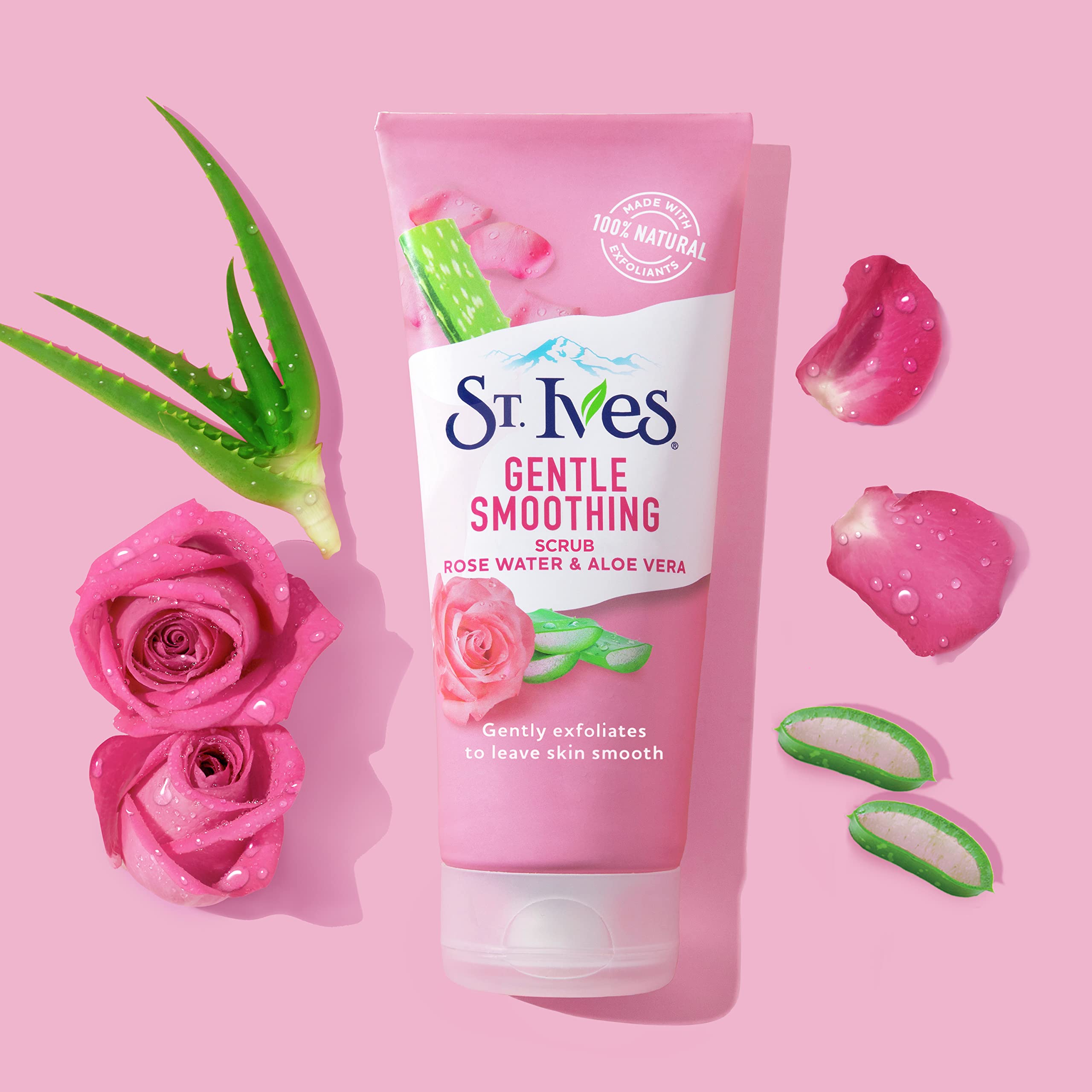 St. Ives Gentle Smoothing Face Scrub Our Gentlest Scrub Yet Rose Water And Aloe Vera Made With 100 Percent Natural Exfoliants, P